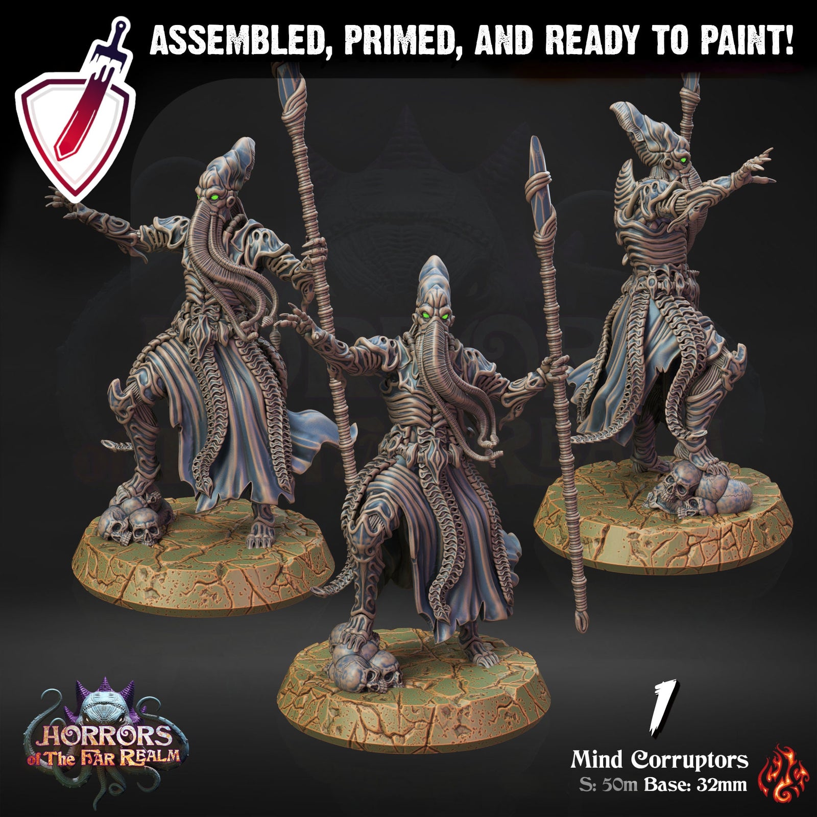 Mind Corruptors | Miniatures by Crippled God Foundry | Resin Mini for Tabletop Gaming, D&D, Pathfinder, and Painting | Assembled and Primed - Brush and Battle