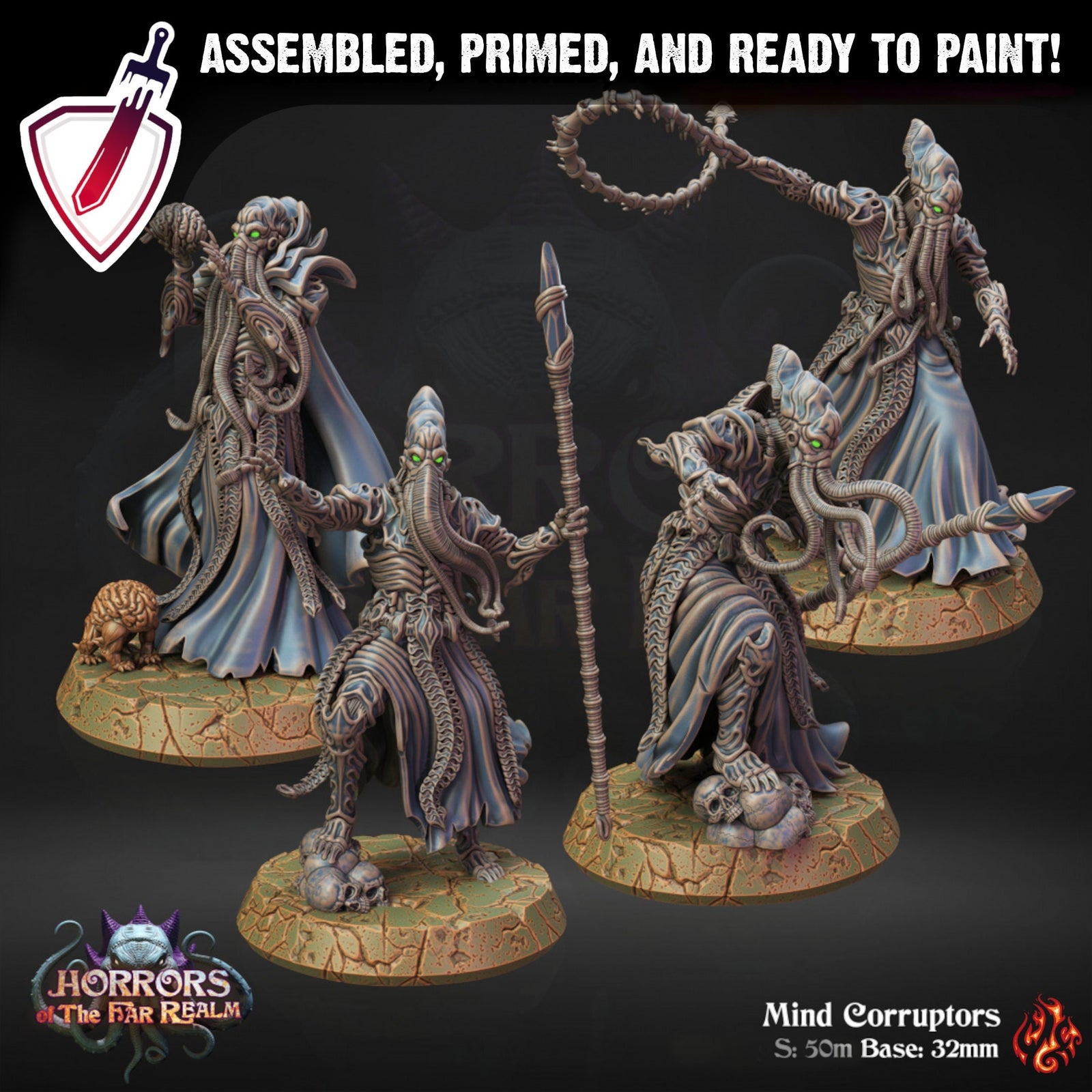 Mind Corruptors | Miniatures by Crippled God Foundry | Resin Mini for Tabletop Gaming, D&D, Pathfinder, and Painting | Assembled and Primed - Brush and Battle