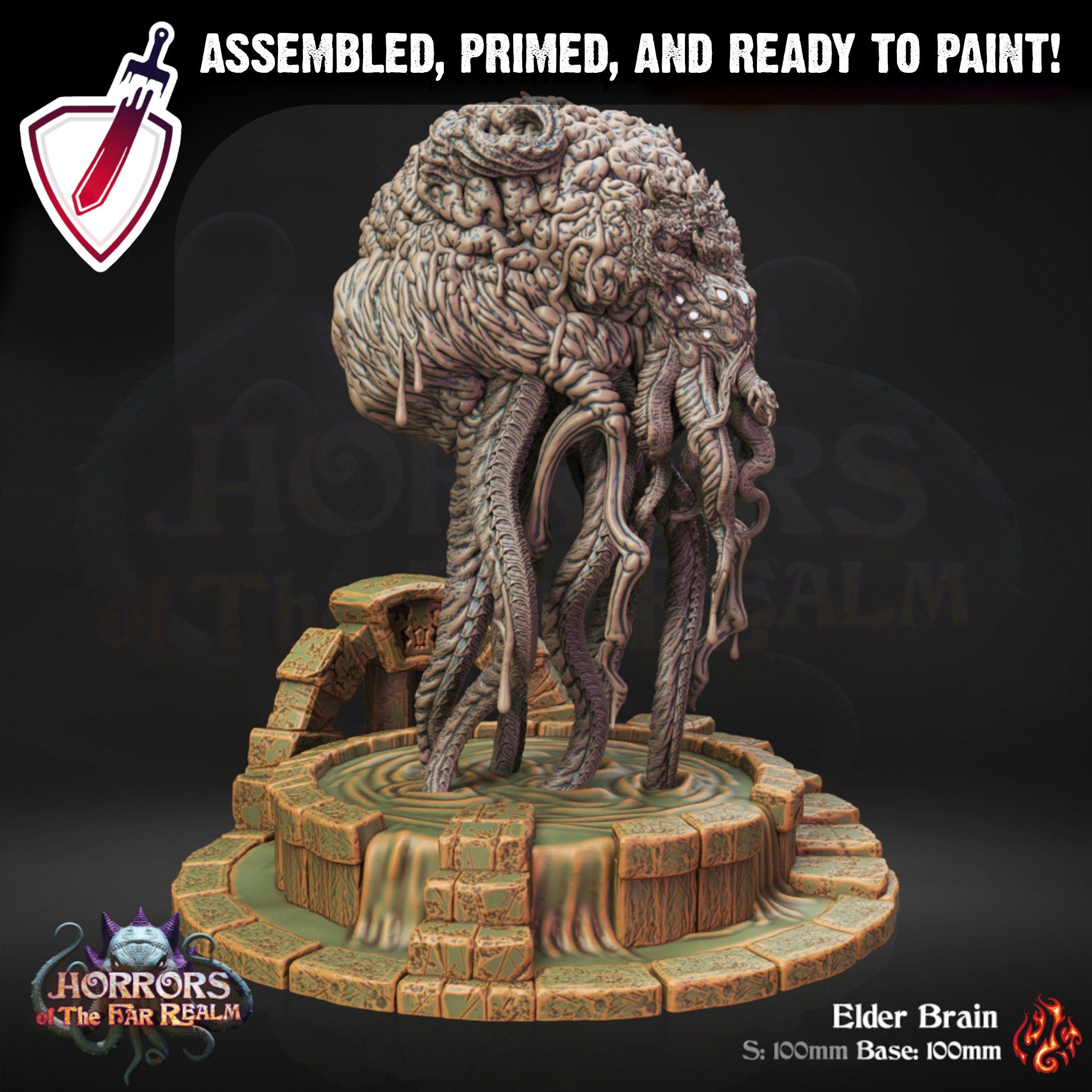 Elder Brain | (Large) Miniature by Crippled God Foundry | Resin Mini for Tabletop Gaming, D&D, Pathfinder, Painting | Assembled and Primed - Brush and Battle