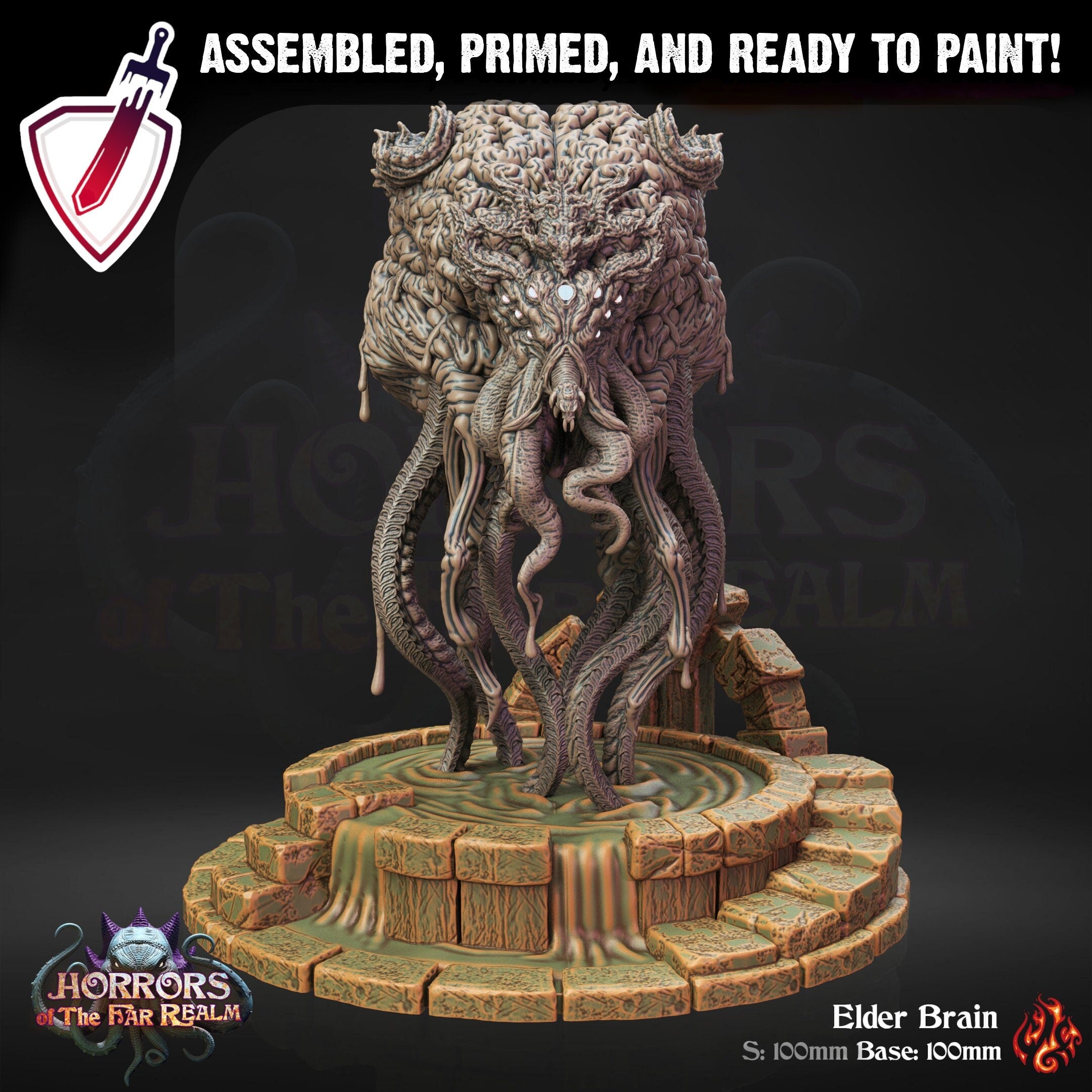 Elder Brain | (Large) Miniature by Crippled God Foundry | Resin Mini for Tabletop Gaming, D&D, Pathfinder, Painting | Assembled and Primed - Brush and Battle