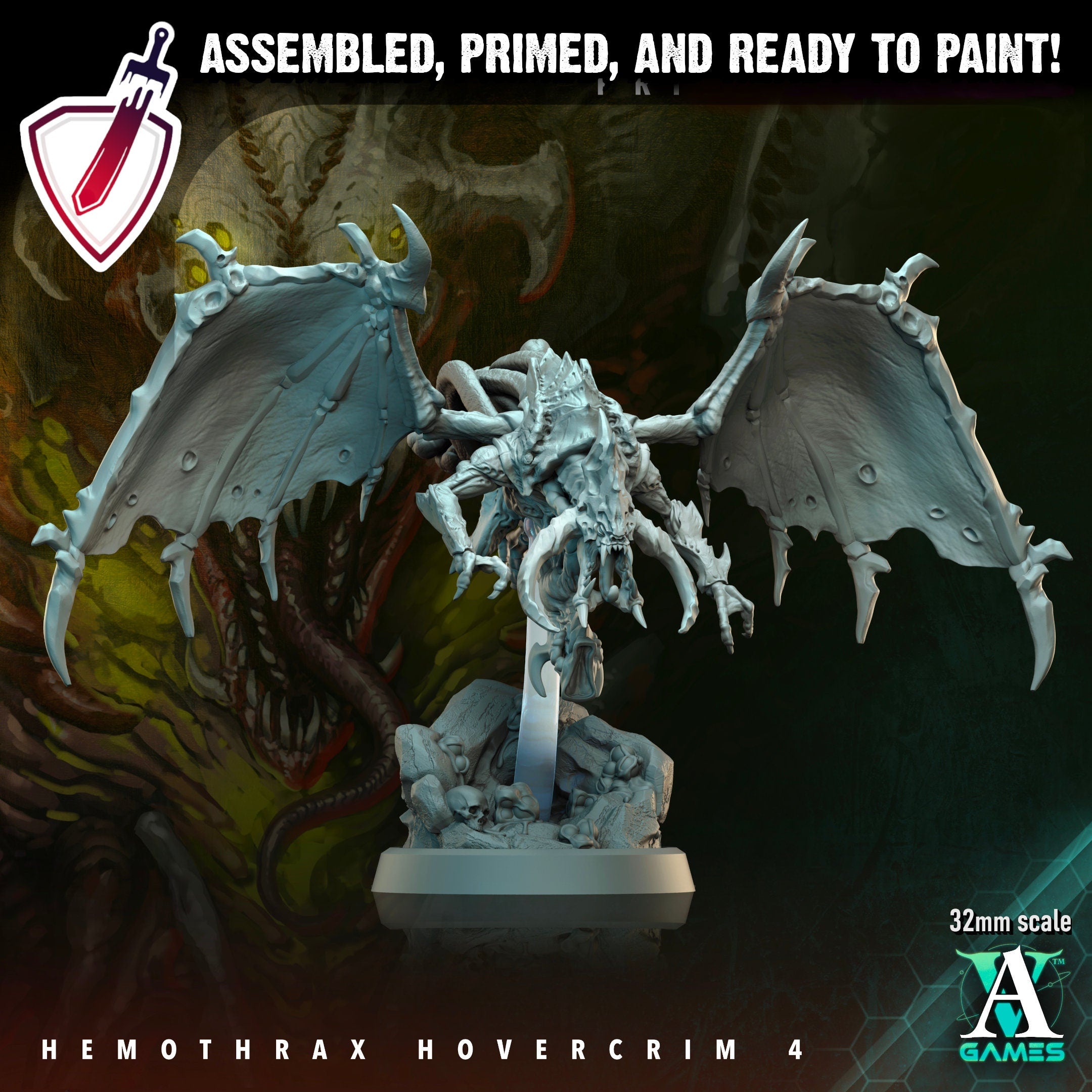 Hemothrax Hovercrim | Miniatures by Archvillain Games | Resin Mini for Tabletop Gaming, D&D, Wargaming, and Painting | Assembled and Primed - Brush and Battle