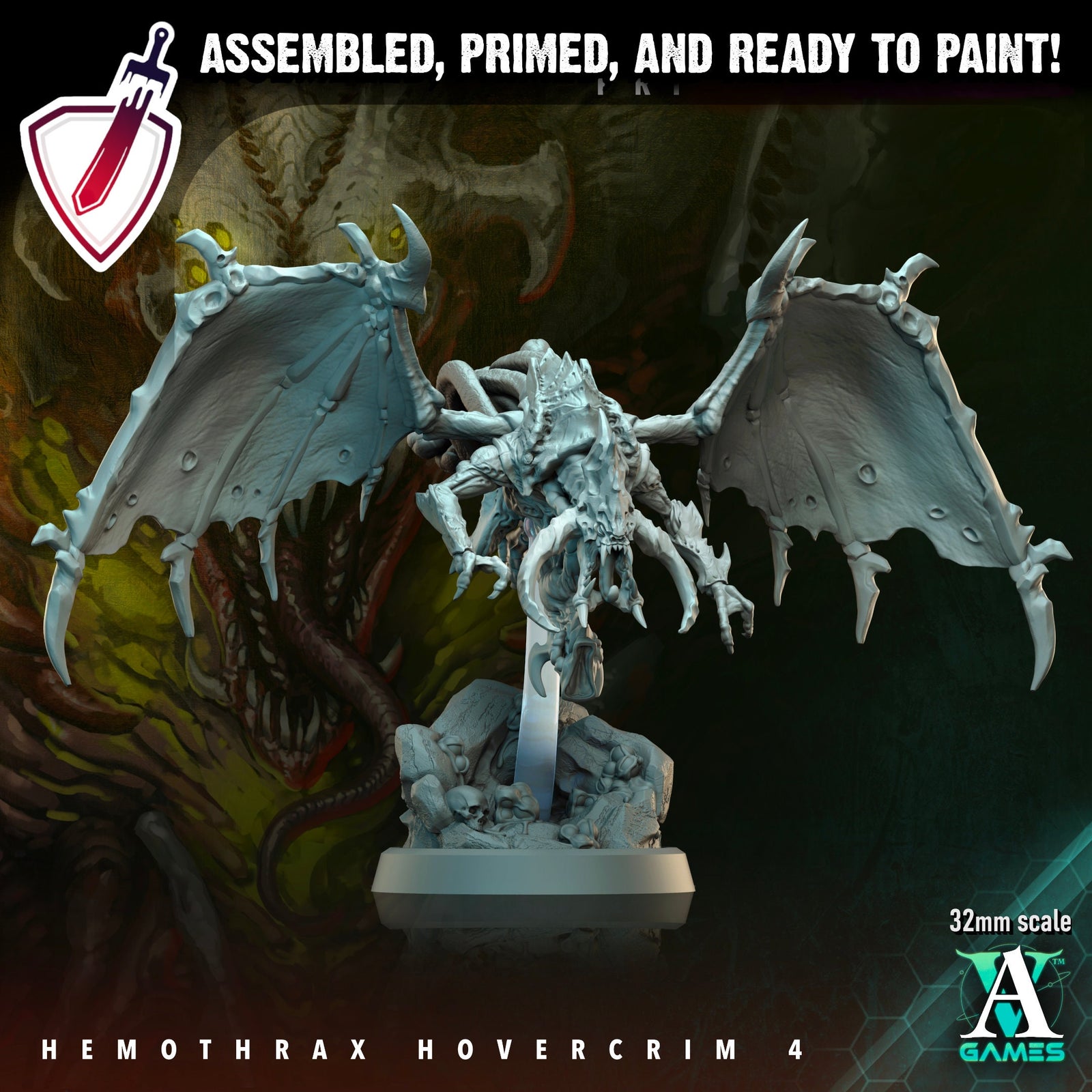 Hemothrax Hovercrim | Miniatures by Archvillain Games | Resin Mini for Tabletop Gaming, D&D, Wargaming, and Painting | Assembled and Primed - Brush and Battle