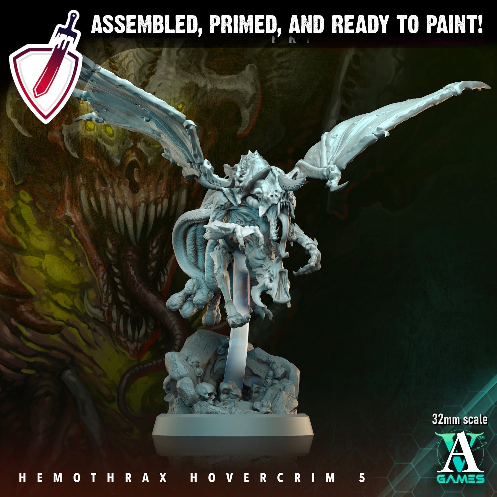 Hemothrax Hovercrim | Miniatures by Archvillain Games | Resin Mini for Tabletop Gaming, D&D, Wargaming, and Painting | Assembled and Primed - Brush and Battle