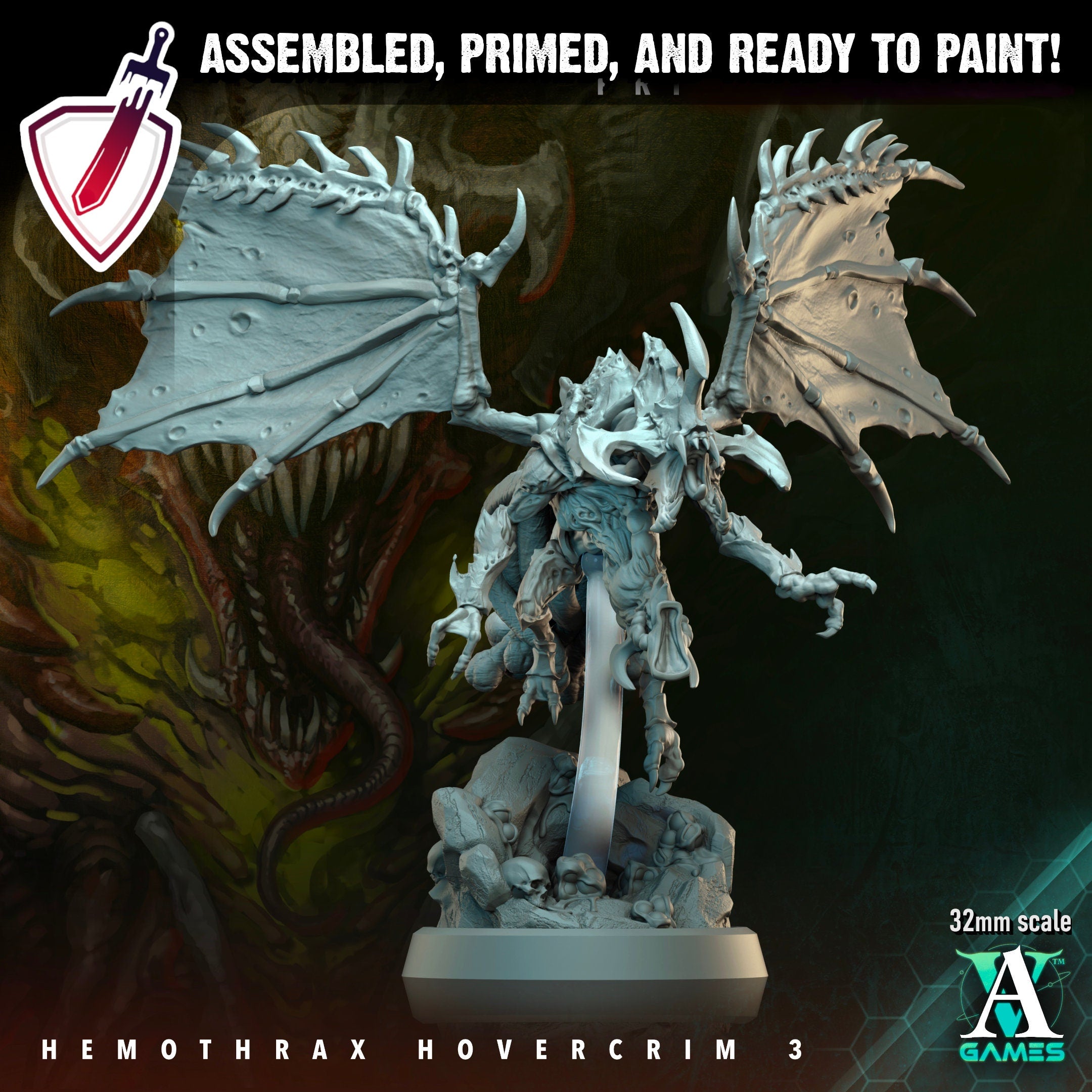 Hemothrax Hovercrim | Miniatures by Archvillain Games | Resin Mini for Tabletop Gaming, D&D, Wargaming, and Painting | Assembled and Primed - Brush and Battle