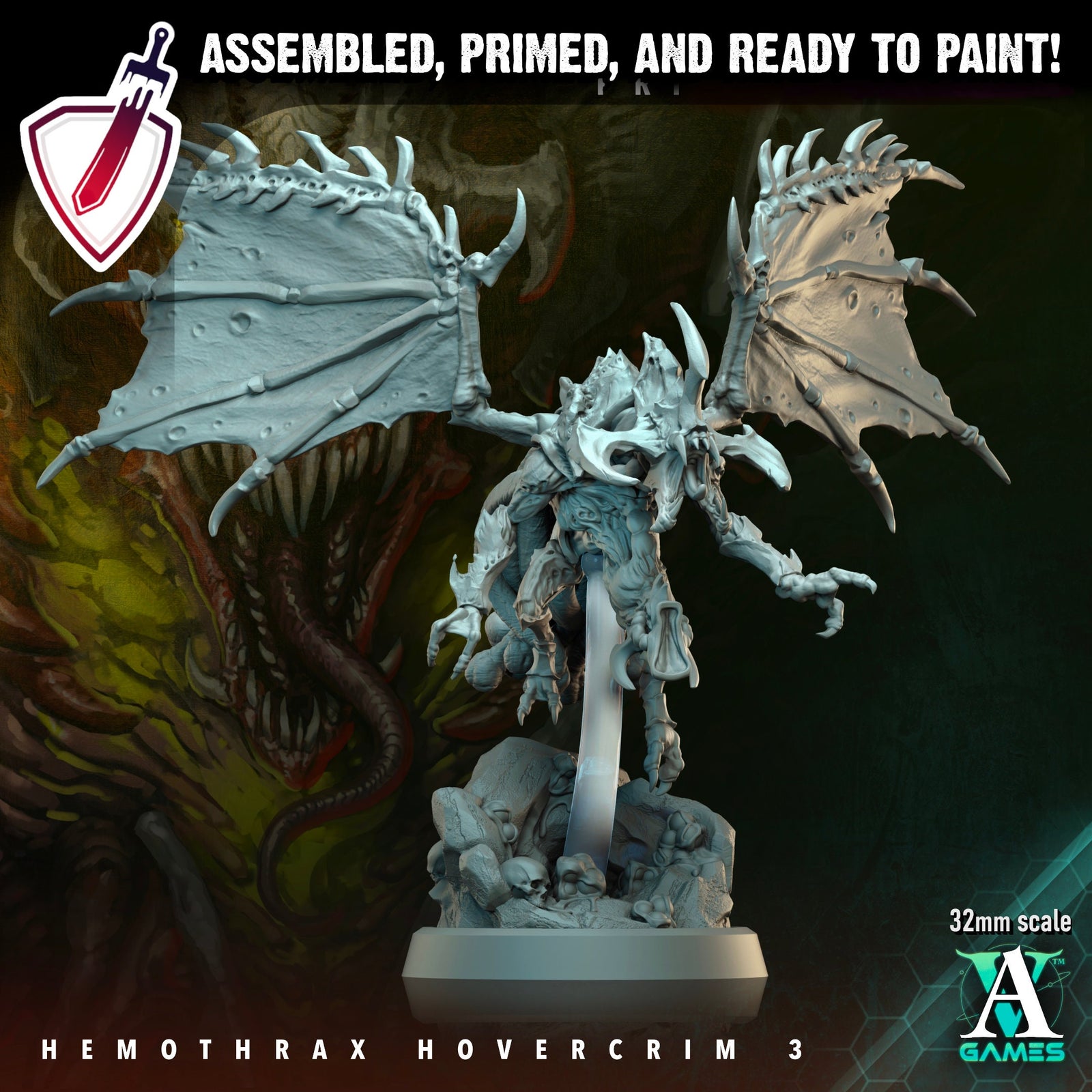 Hemothrax Hovercrim | Miniatures by Archvillain Games | Resin Mini for Tabletop Gaming, D&D, Wargaming, and Painting | Assembled and Primed - Brush and Battle