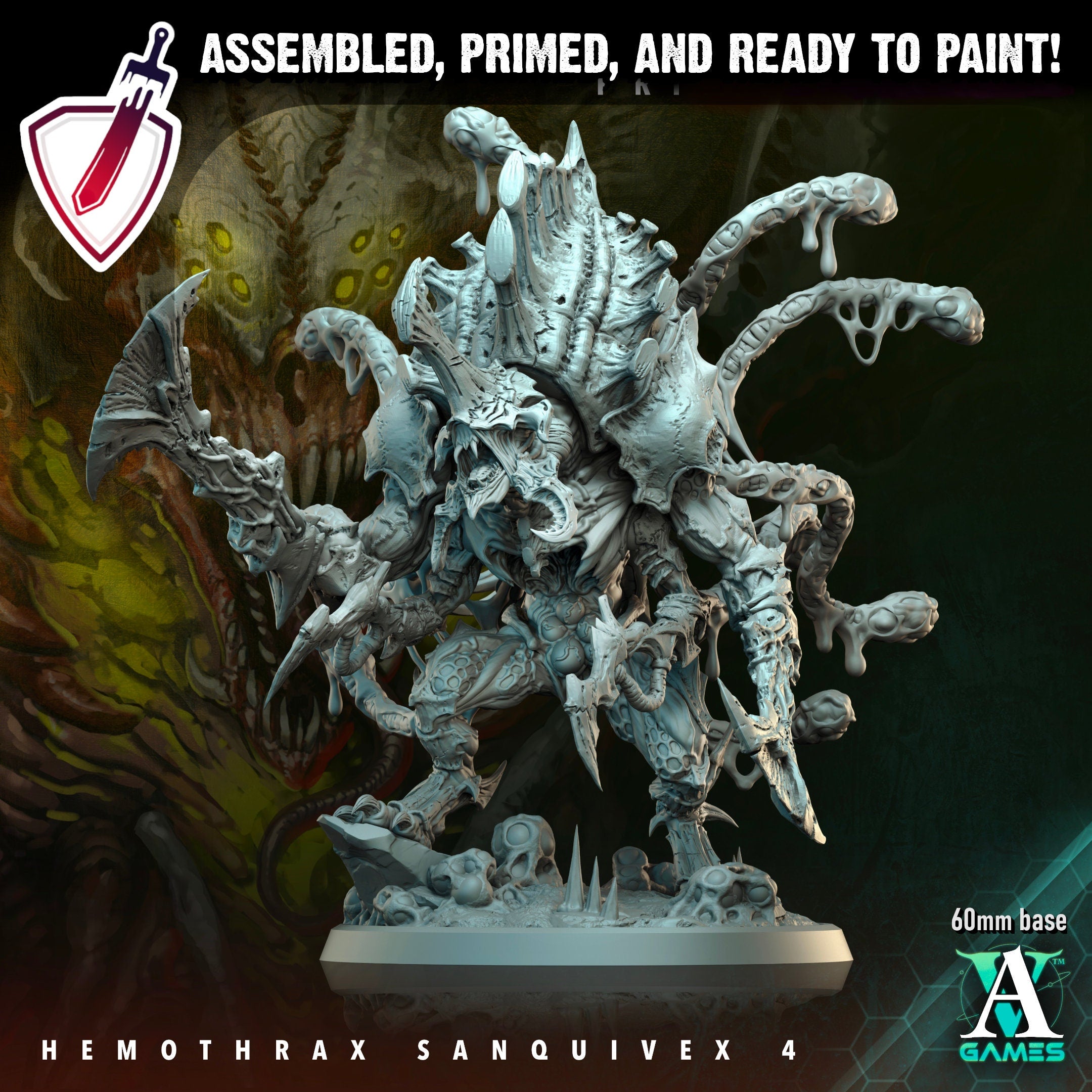Hemothrax Sanquivex | Miniatures by Archvillain Games | Resin Mini for Tabletop Gaming, D&D, Wargaming, and Painting | Assembled and Primed - Brush and Battle