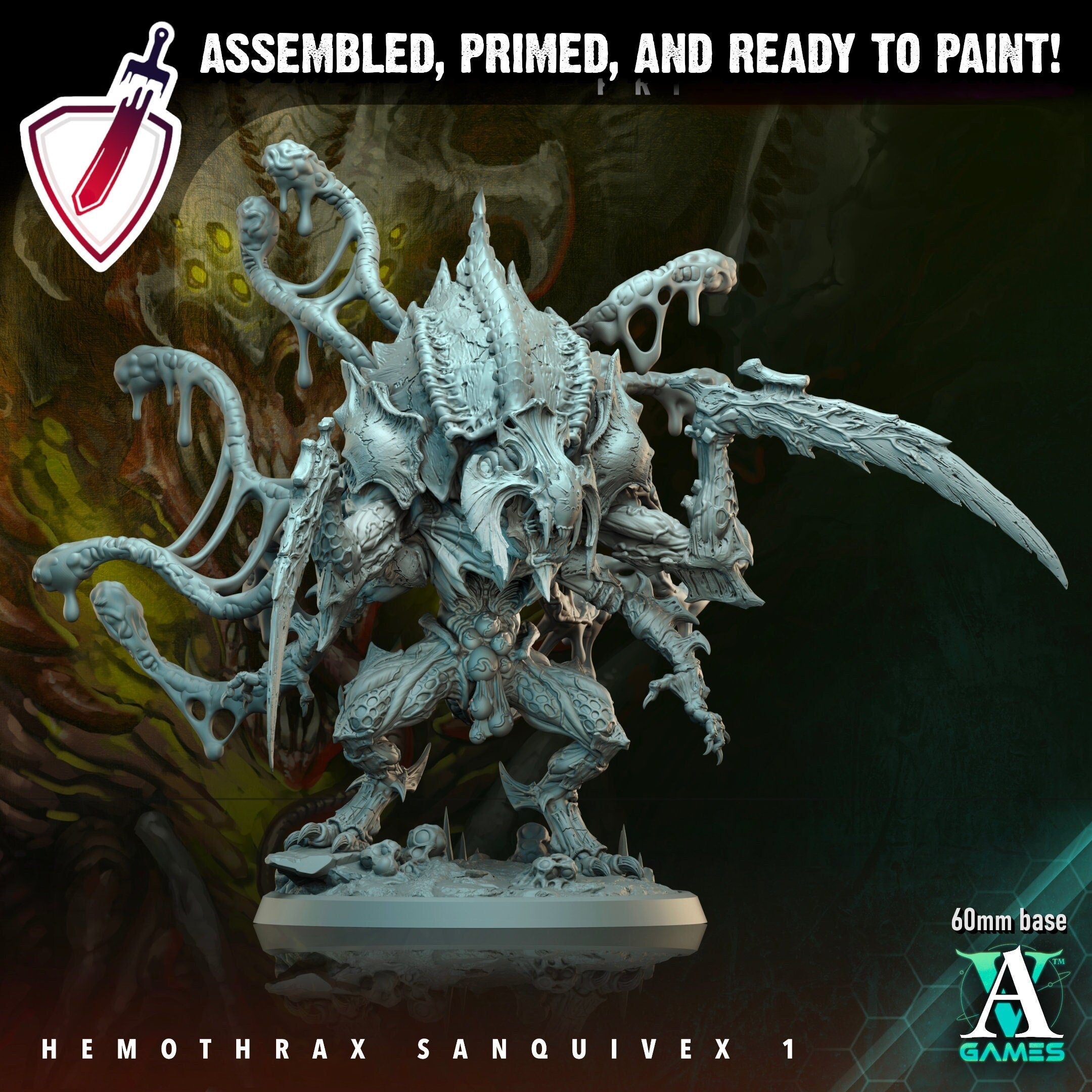 Hemothrax Sanquivex | Miniatures by Archvillain Games | Resin Mini for Tabletop Gaming, D&D, Wargaming, and Painting | Assembled and Primed - Brush and Battle