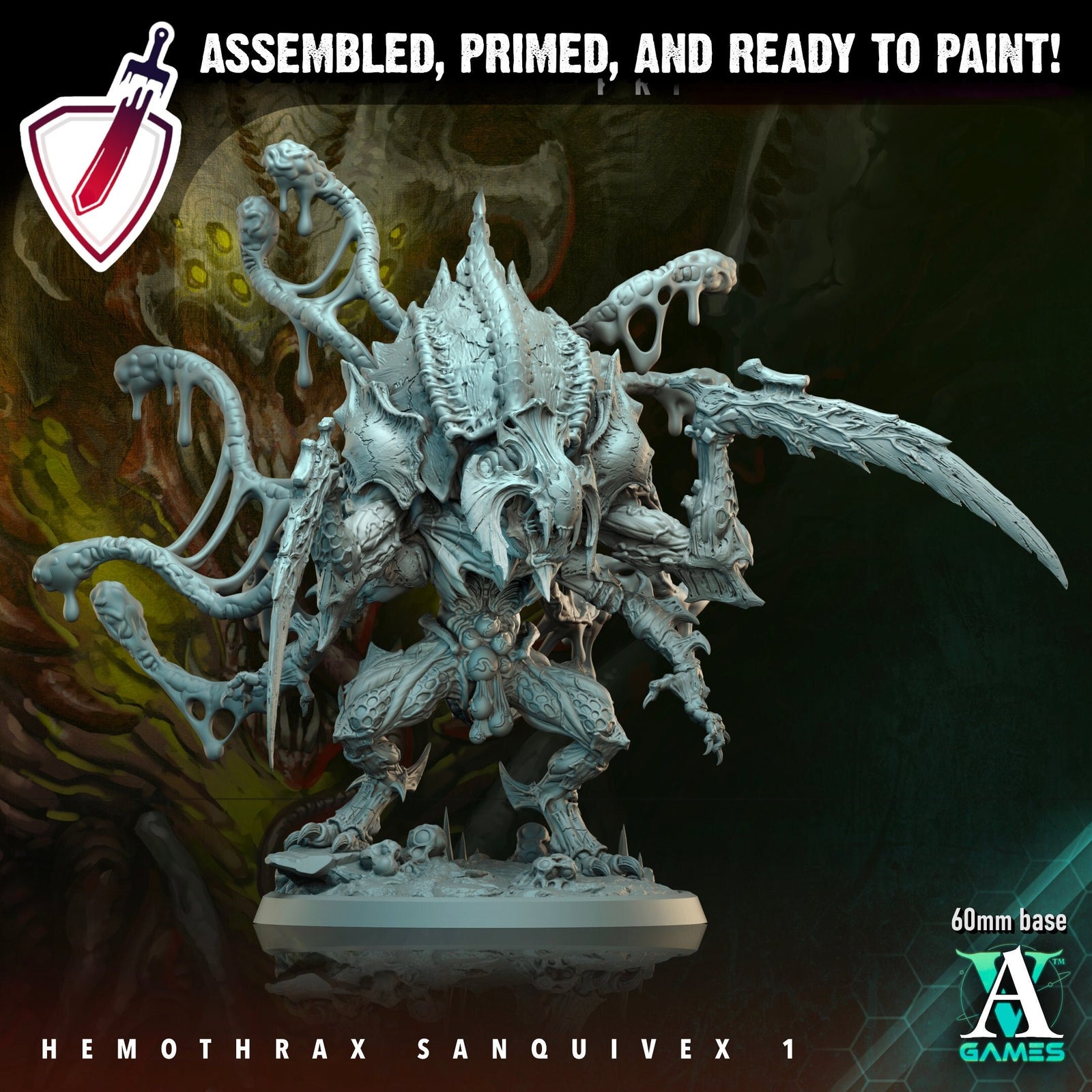 Hemothrax Sanquivex | Miniatures by Archvillain Games | Resin Mini for Tabletop Gaming, D&D, Wargaming, and Painting | Assembled and Primed - Brush and Battle
