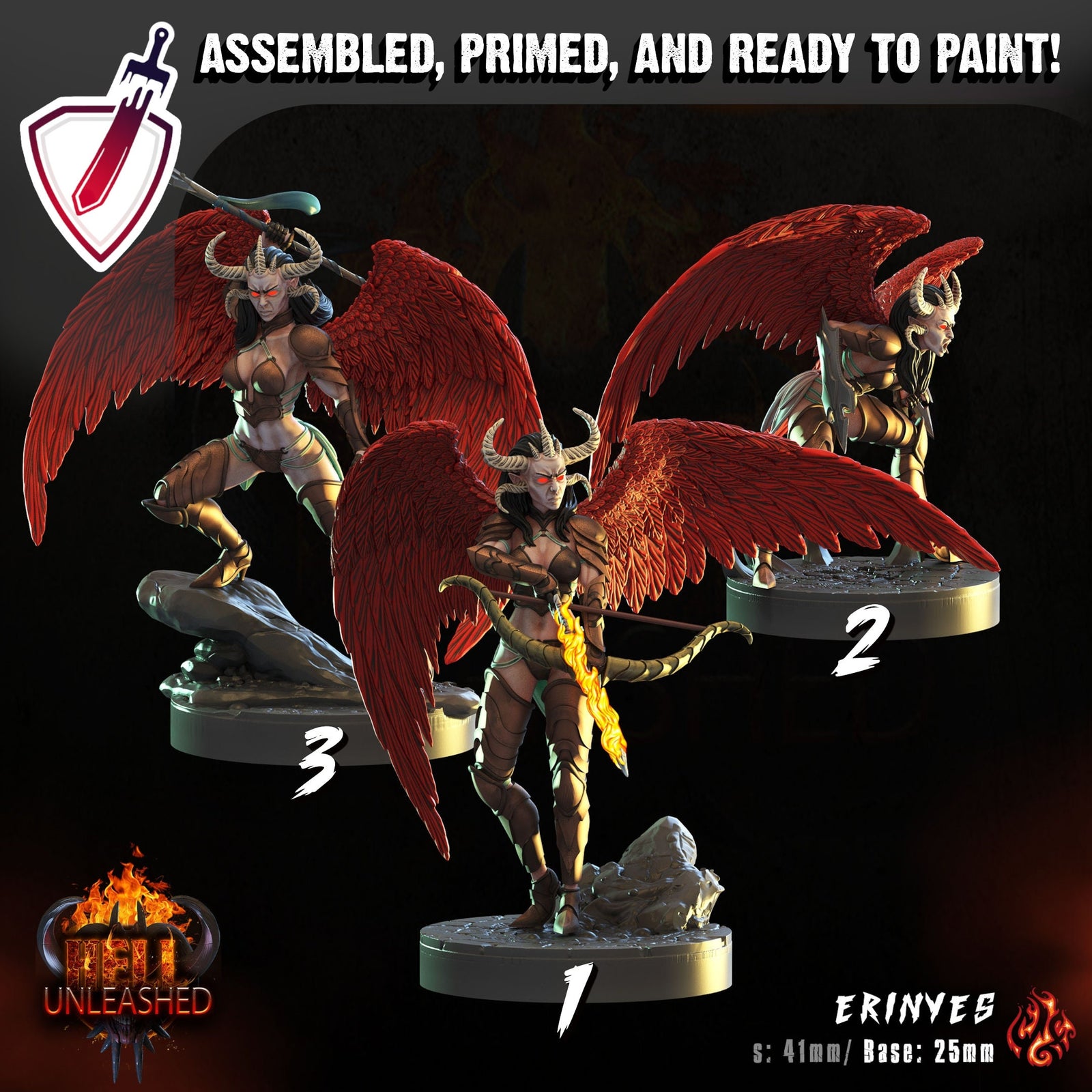 Erinyes | Miniatures by Crippled God Foundry | Resin Mini for Tabletop Gaming, D&D, Pathfinder, and Painting | Assembled and Primed - Brush and Battle