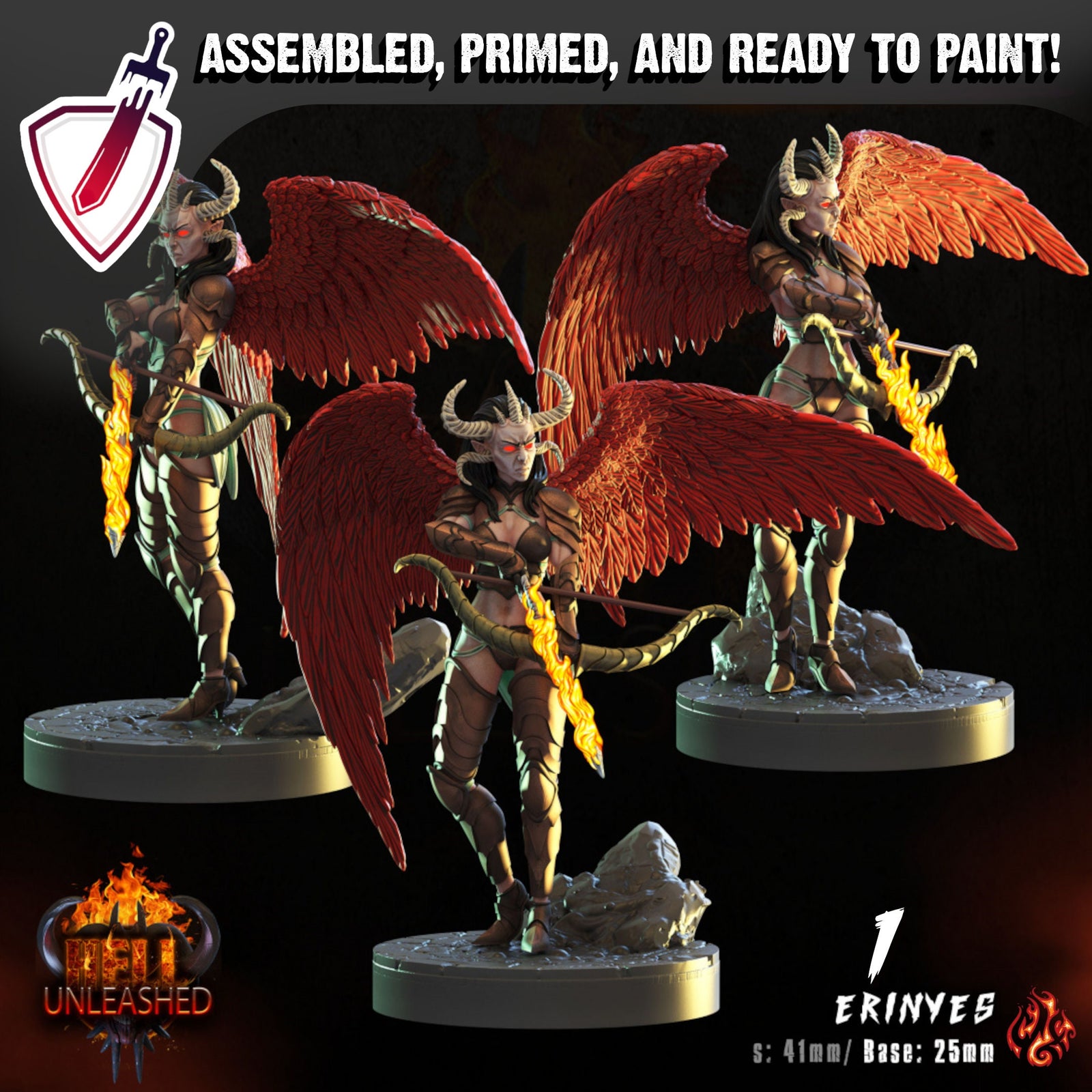Erinyes | Miniatures by Crippled God Foundry | Resin Mini for Tabletop Gaming, D&D, Pathfinder, and Painting | Assembled and Primed - Brush and Battle