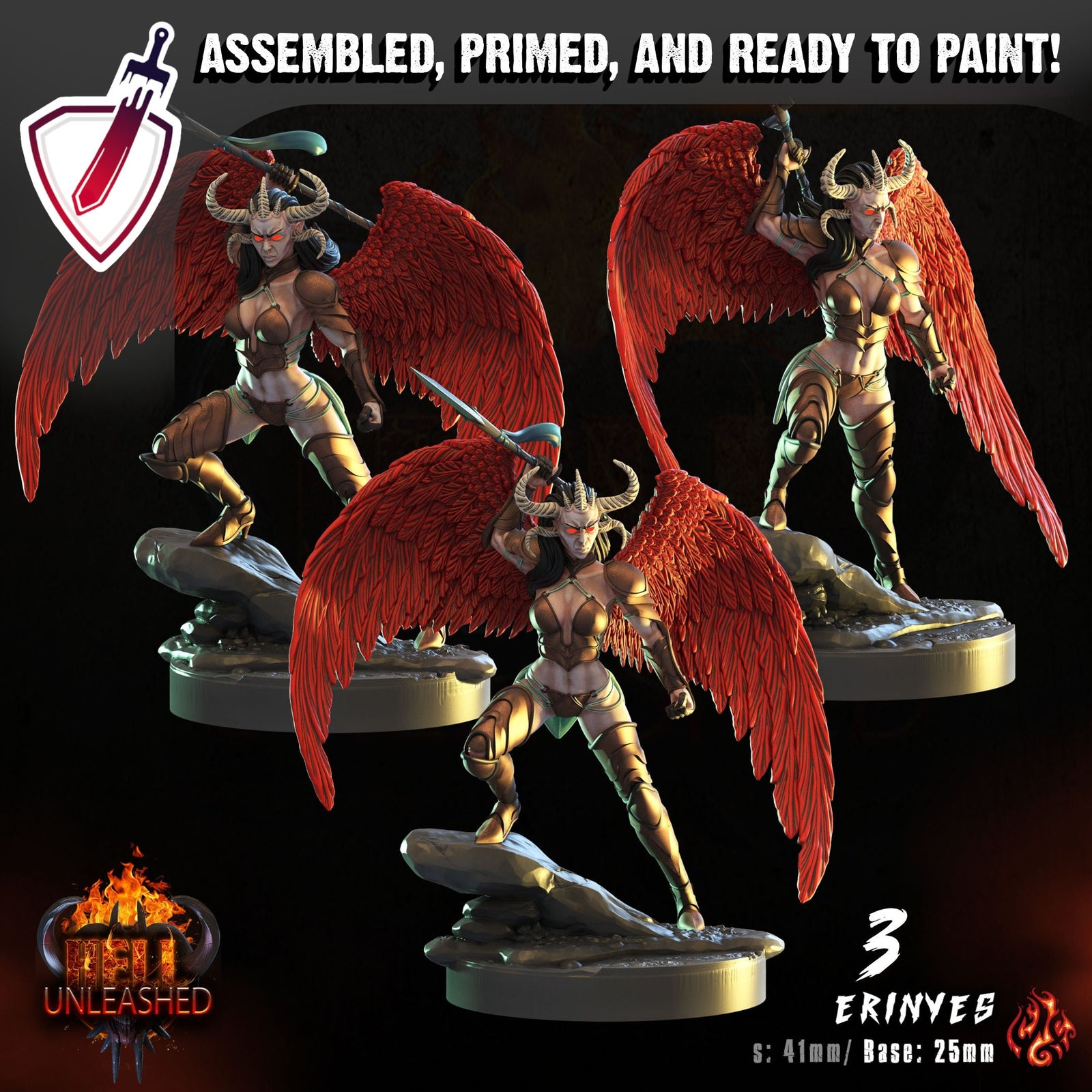 Erinyes | Miniatures by Crippled God Foundry | Resin Mini for Tabletop Gaming, D&D, Pathfinder, and Painting | Assembled and Primed - Brush and Battle