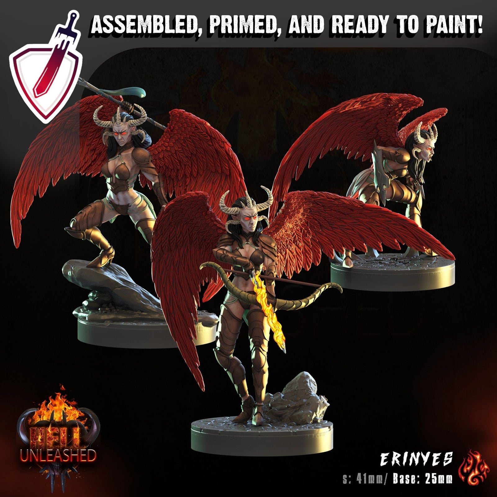 Erinyes | Miniatures by Crippled God Foundry | Resin Mini for Tabletop Gaming, D&D, Pathfinder, and Painting | Assembled and Primed - Brush and Battle