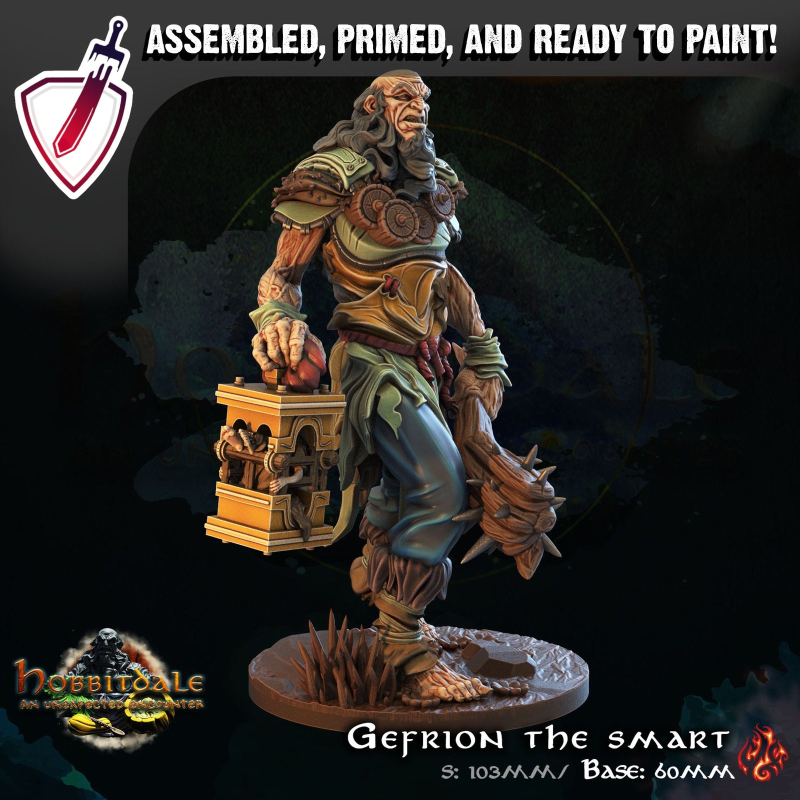 Gefrion the Smart | (Large) Miniature by Crippled God Foundry | For Tabletop Gaming, D&D, Pathfinder, and Painting | Assembled and Primed - Brush and Battle