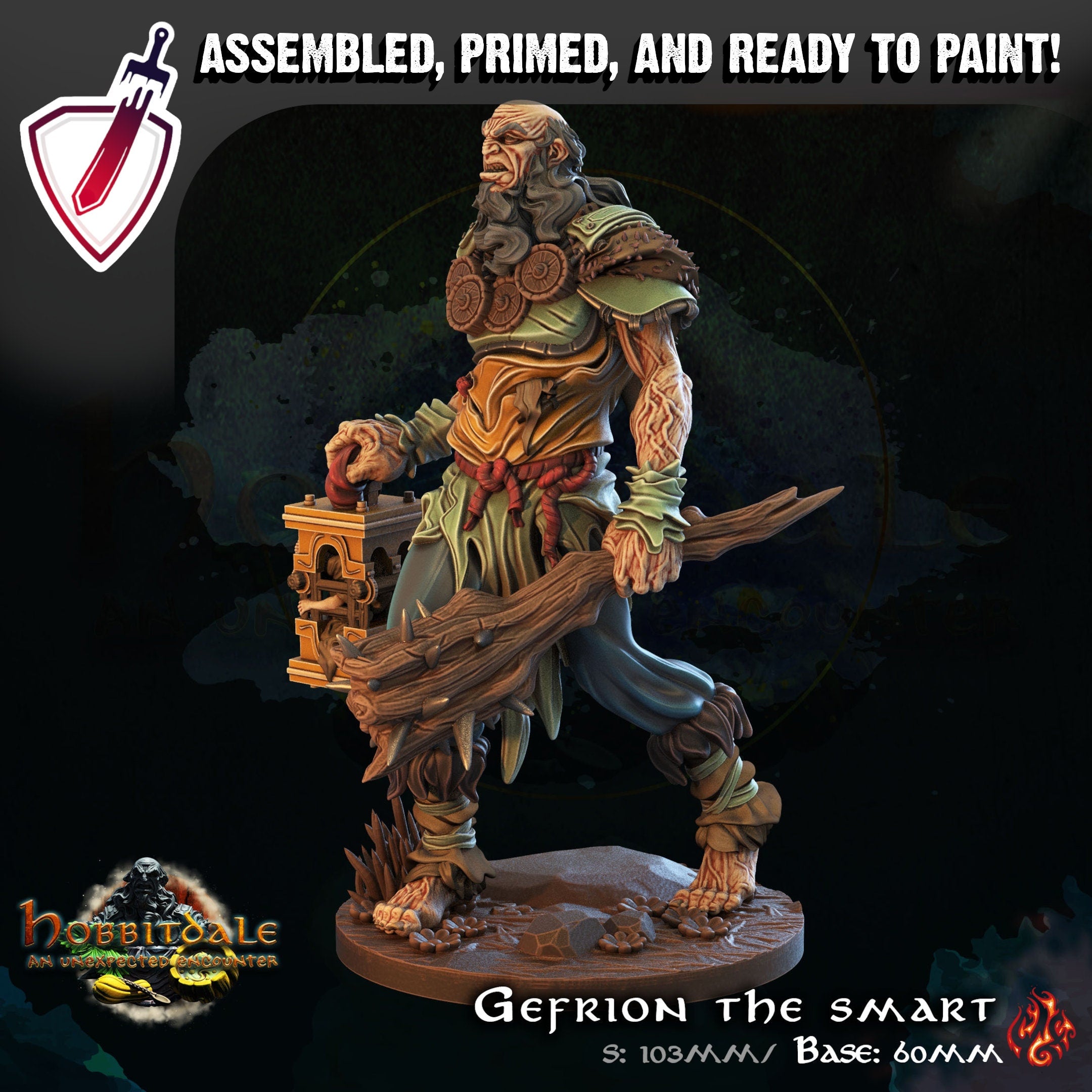 Gefrion the Smart | (Large) Miniature by Crippled God Foundry | For Tabletop Gaming, D&D, Pathfinder, and Painting | Assembled and Primed - Brush and Battle