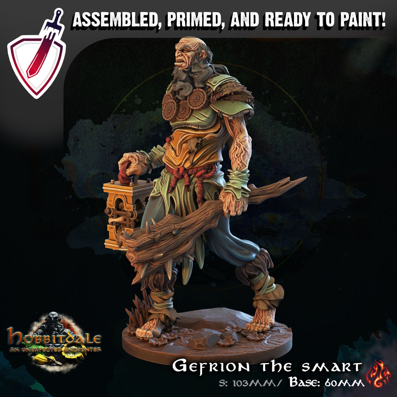 Gefrion the Smart | (Large) Miniature by Crippled God Foundry | For Tabletop Gaming, D&D, Pathfinder, and Painting | Assembled and Primed - Brush and Battle