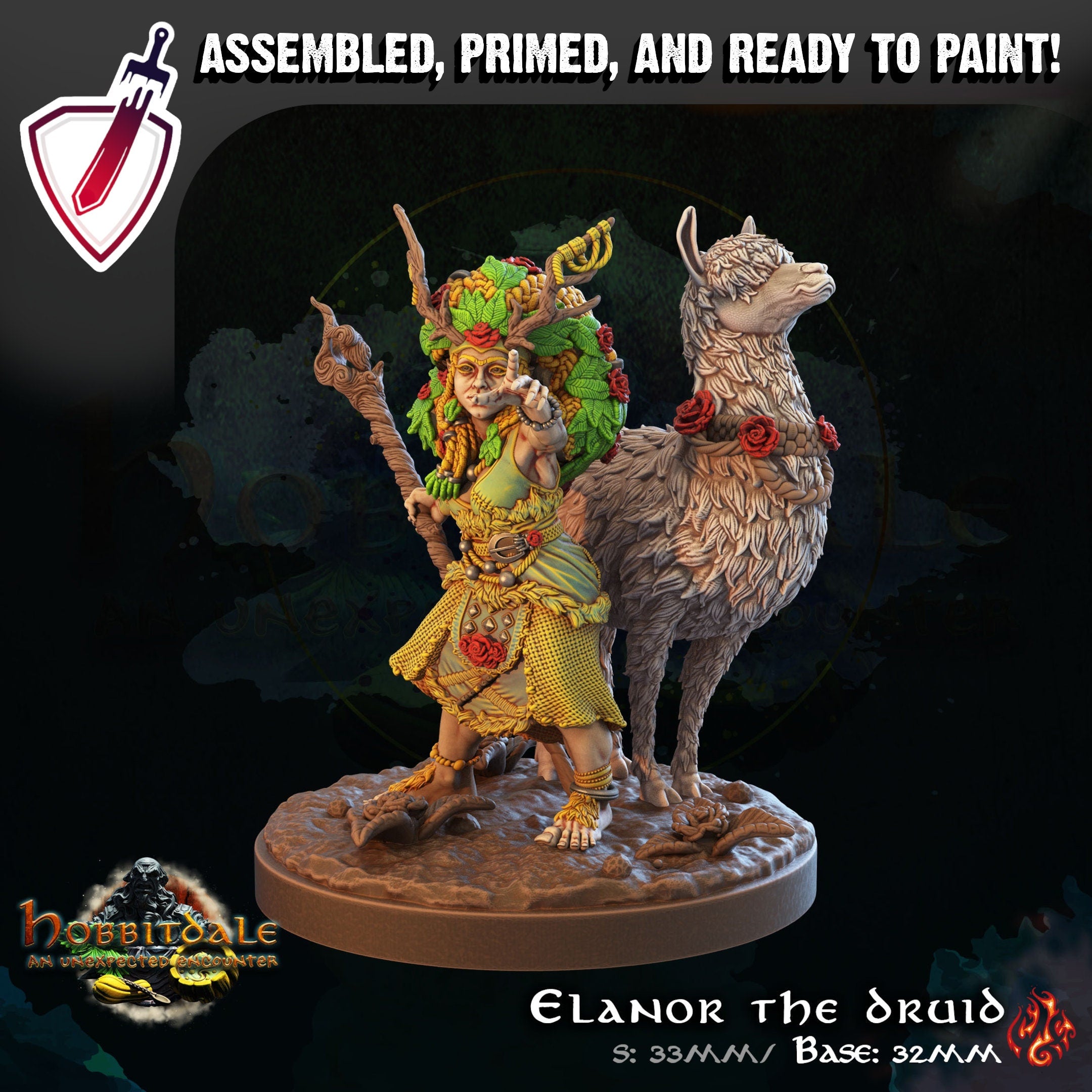 Elanor the Druid | Miniature by Crippled God Foundry | Resin Mini For Tabletop Gaming, D&D, Pathfinder, and Painting | Assembled and Primed - Brush and Battle