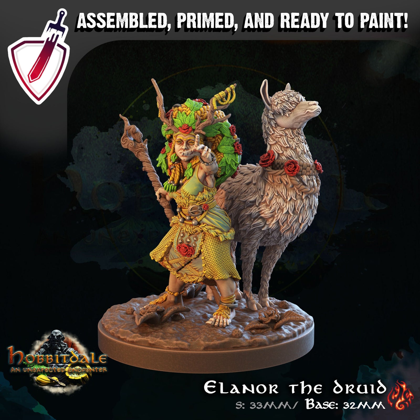 Elanor the Druid | Miniature by Crippled God Foundry | Resin Mini For Tabletop Gaming, D&D, Pathfinder, and Painting | Assembled and Primed - Brush and Battle