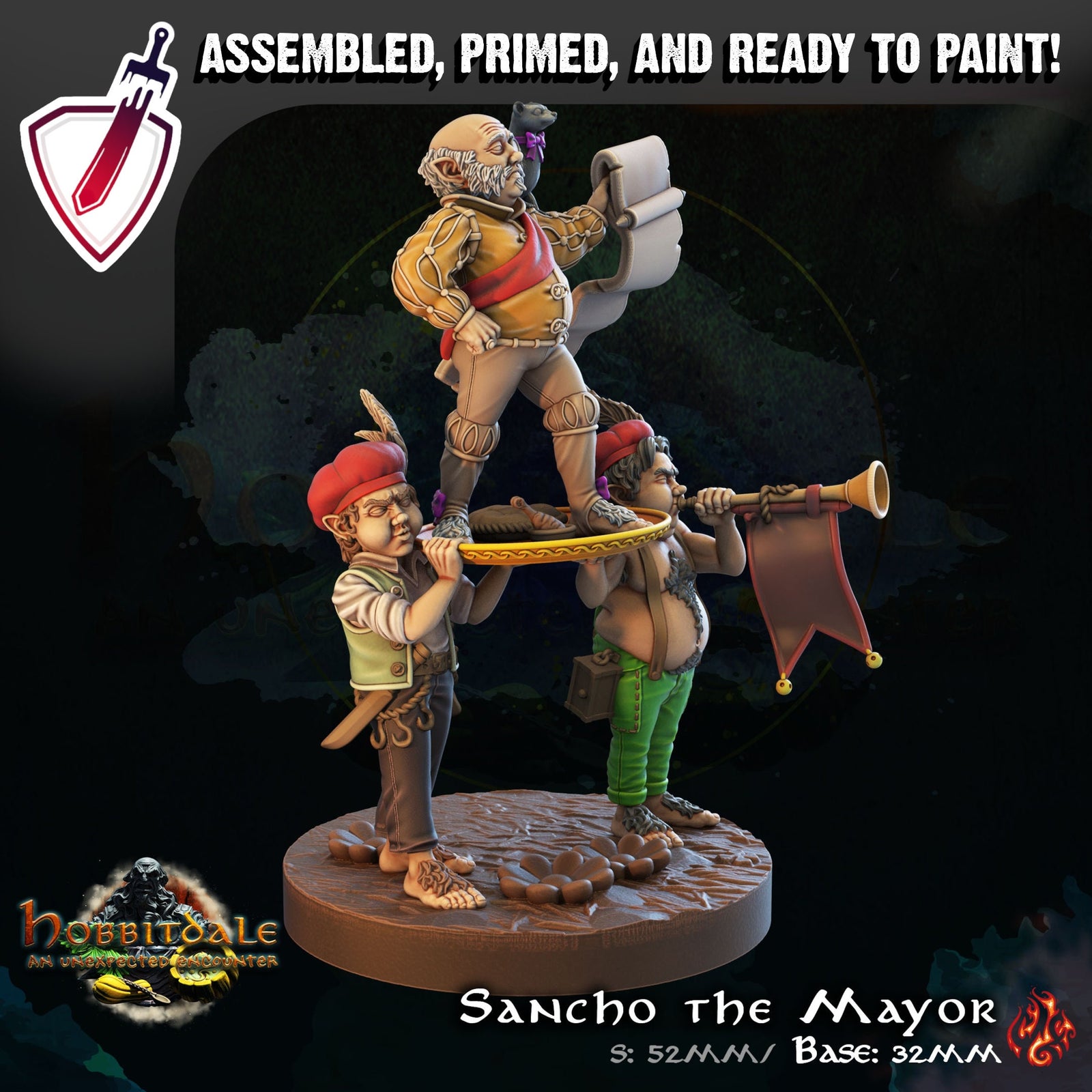 Sancho the Mayor | Miniature by Crippled God Foundry | Resin Mini For Tabletop Gaming, D&D, Pathfinder, and Painting | Assembled and Primed - Brush and Battle