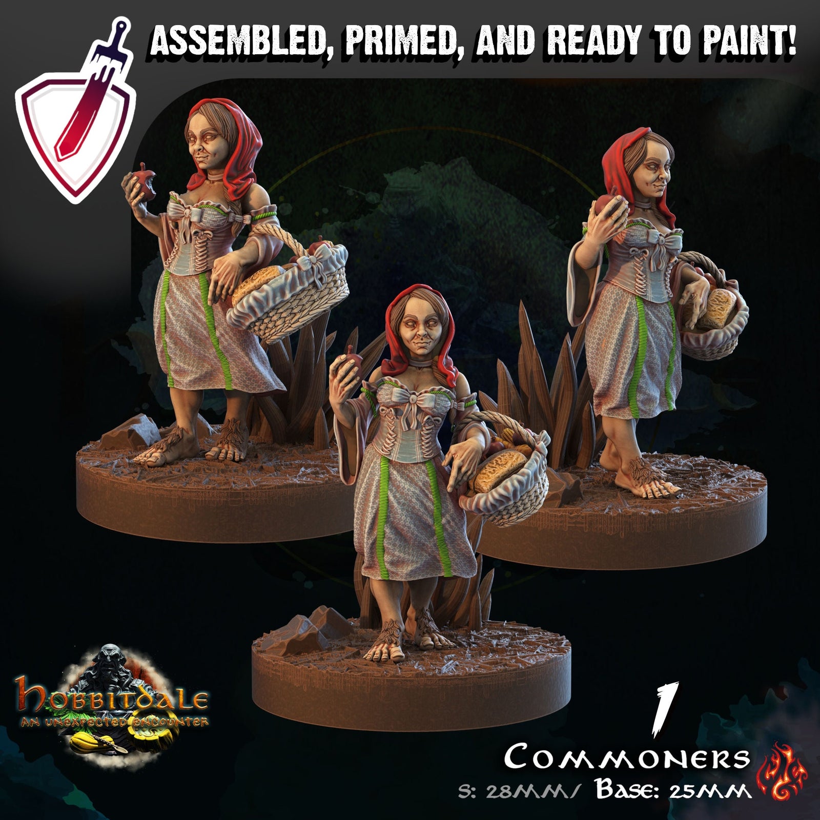 Halfling Commoners | Miniature by Crippled God Foundry | Resin Mini For Tabletop Gaming, D&D, Pathfinder, Painting | Assembled and Primed - Brush and Battle