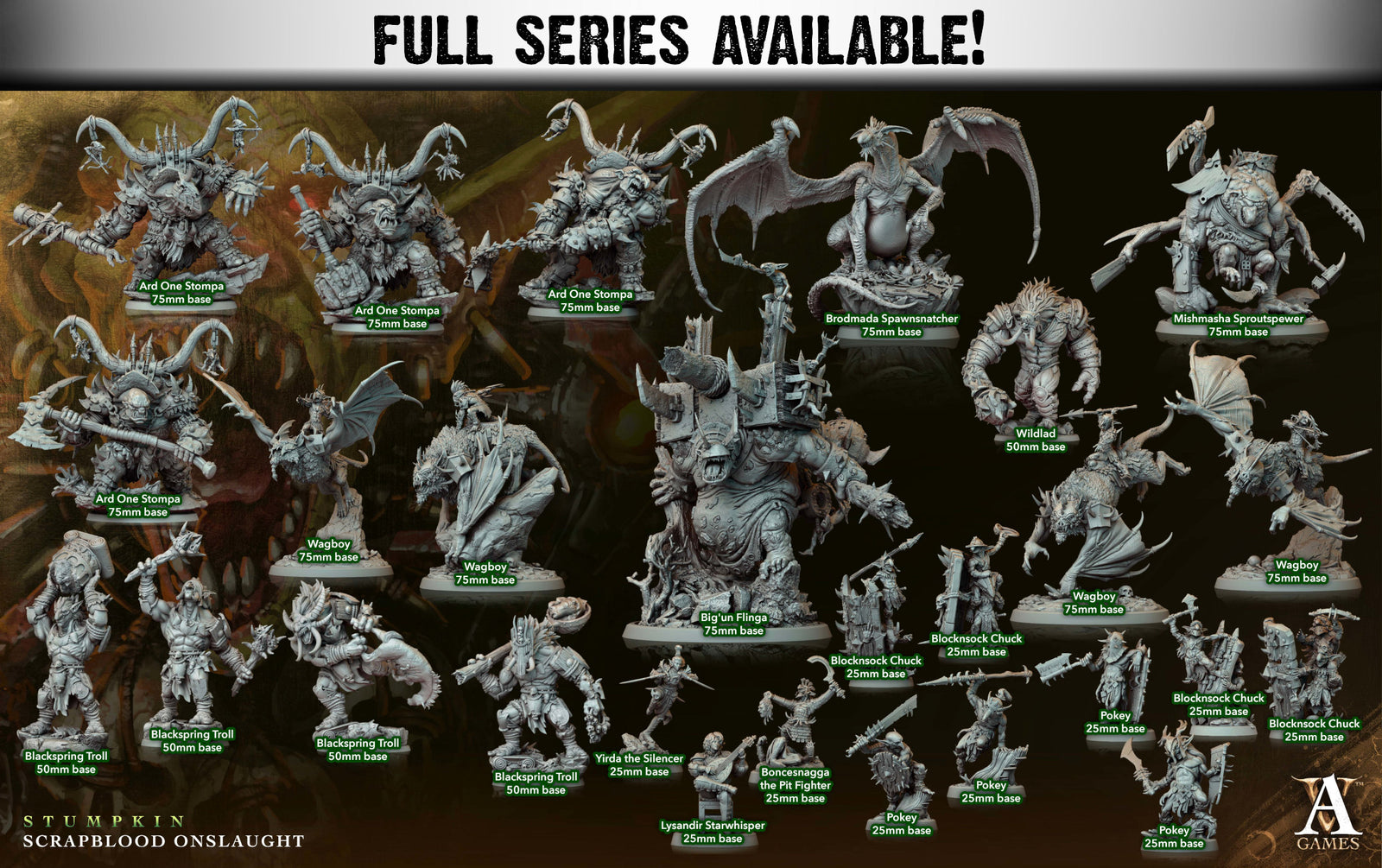 Blackspring Trolls | Miniatures by Archvillain Games | Resin Mini for Tabletop Gaming, D&D, Pathfinder, and Painting | Assembled and Primed - Brush and Battle