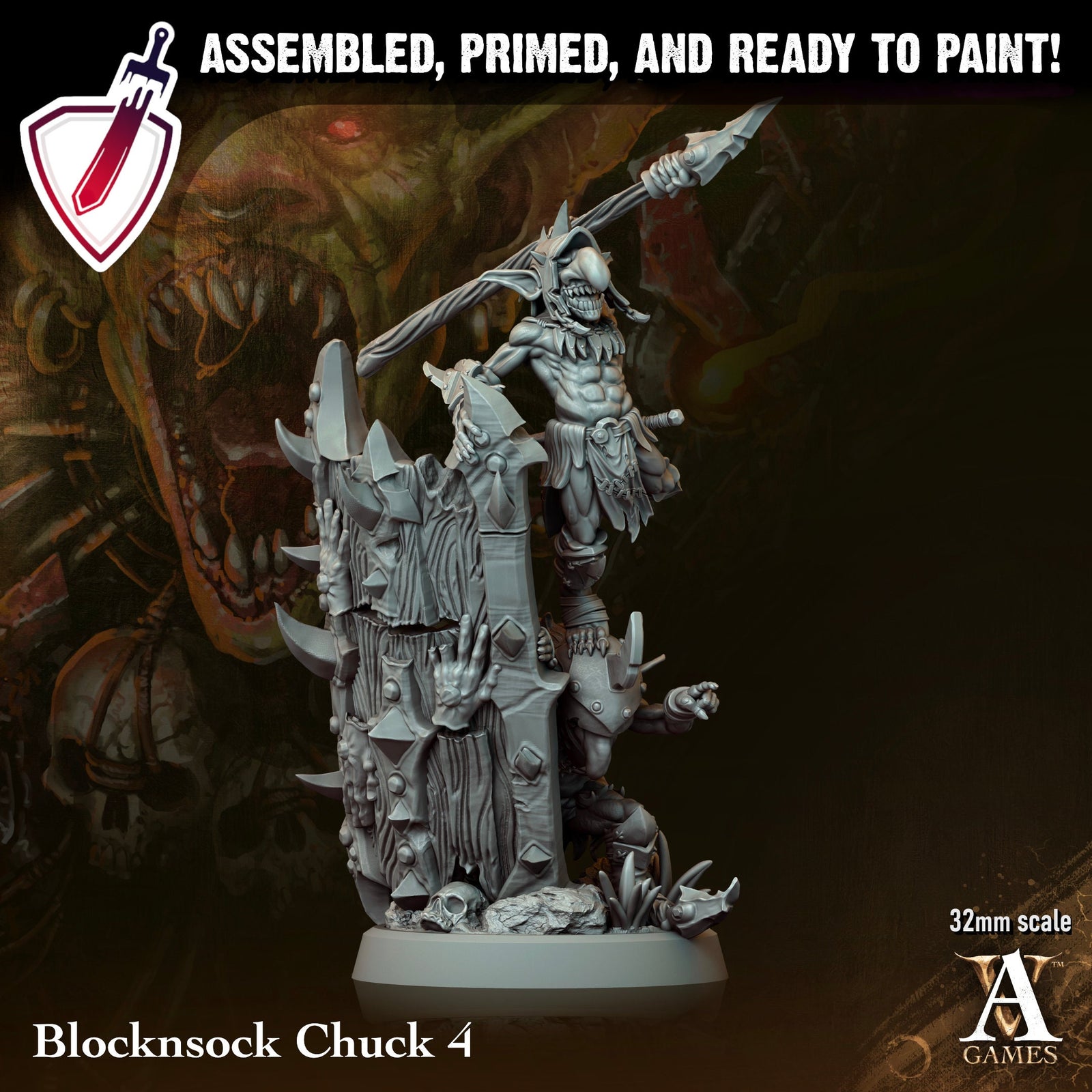 Blocknsock Chucks | Miniatures by Archvillain Games | Resin Mini for Tabletop Gaming, D&D, Pathfinder, and Painting | Assembled and Primed - Brush and Battle