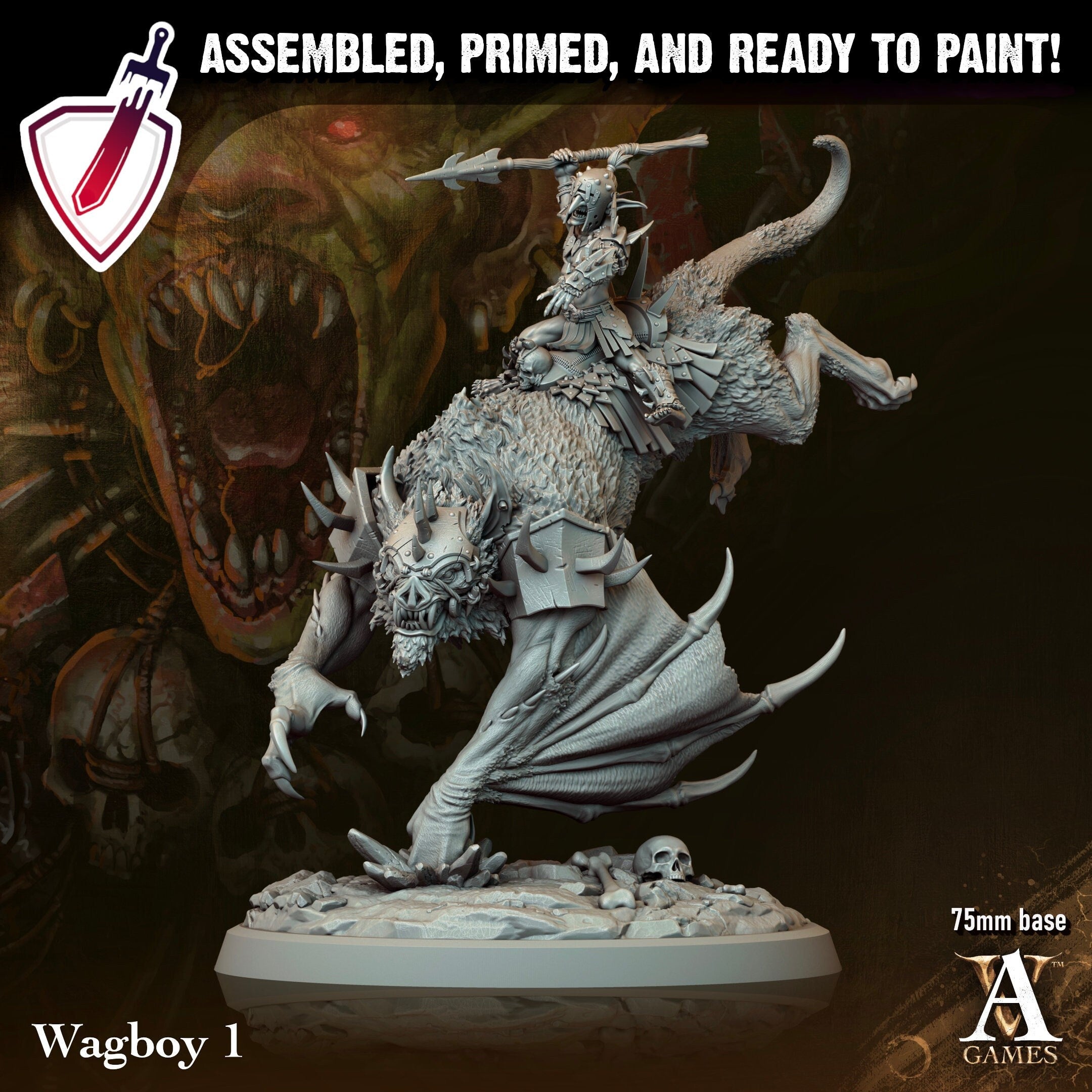 Wagboys - Goblin Riders | Miniatures by Archvillain Games | Resin Mini for Tabletop Gaming, D&D, Pathfinder, Painting | Assembled and Primed - Brush and Battle