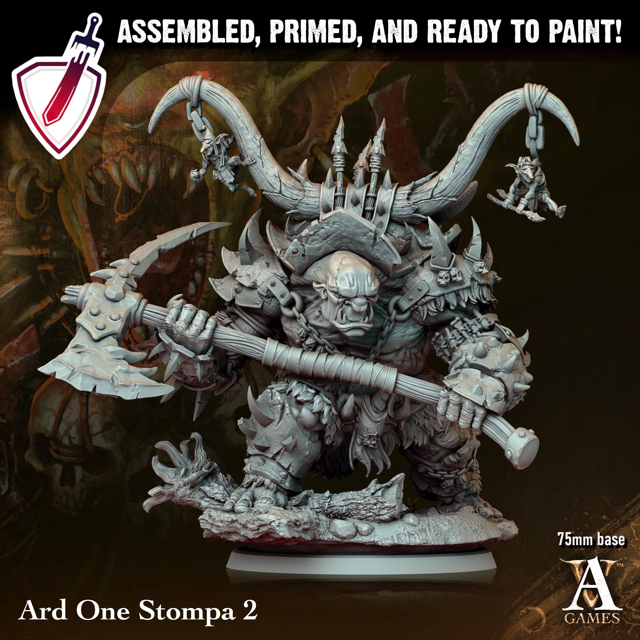 Ard One Stompas | (Large) Miniatures by Archvillain Games | Resin Mini for Tabletop Gaming, D&D, Pathfinder, Painting | Assembled and Primed - Brush and Battle