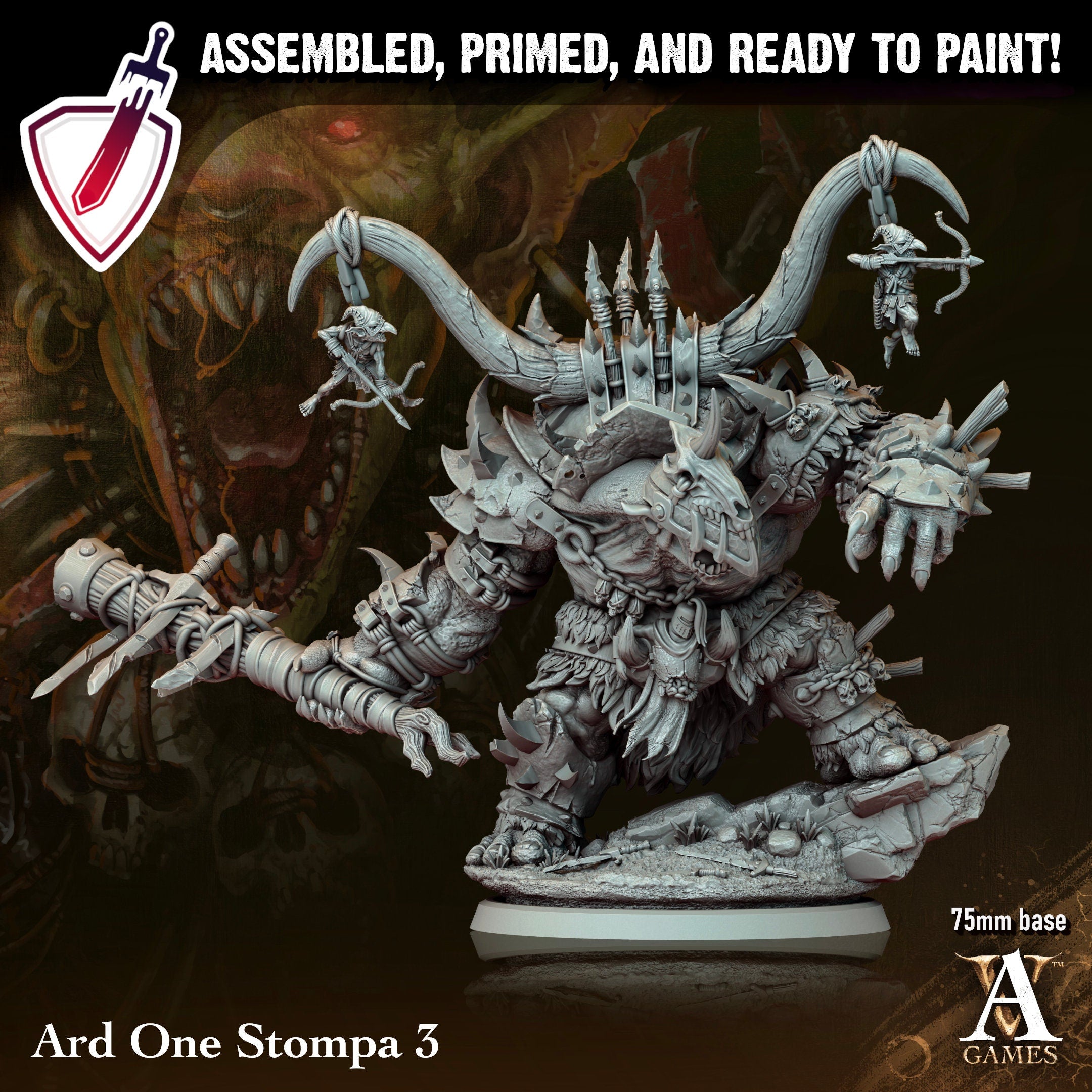 Ard One Stompas | (Large) Miniatures by Archvillain Games | Resin Mini for Tabletop Gaming, D&D, Pathfinder, Painting | Assembled and Primed - Brush and Battle