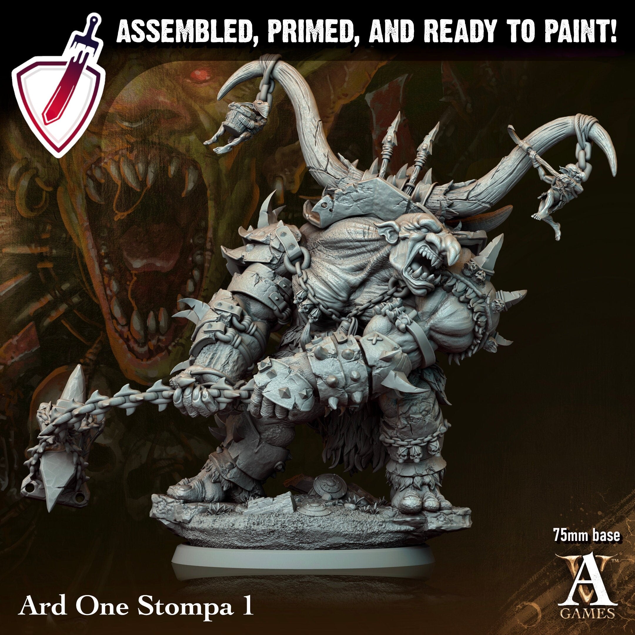 Ard One Stompas | (Large) Miniatures by Archvillain Games | Resin Mini for Tabletop Gaming, D&D, Pathfinder, Painting | Assembled and Primed - Brush and Battle