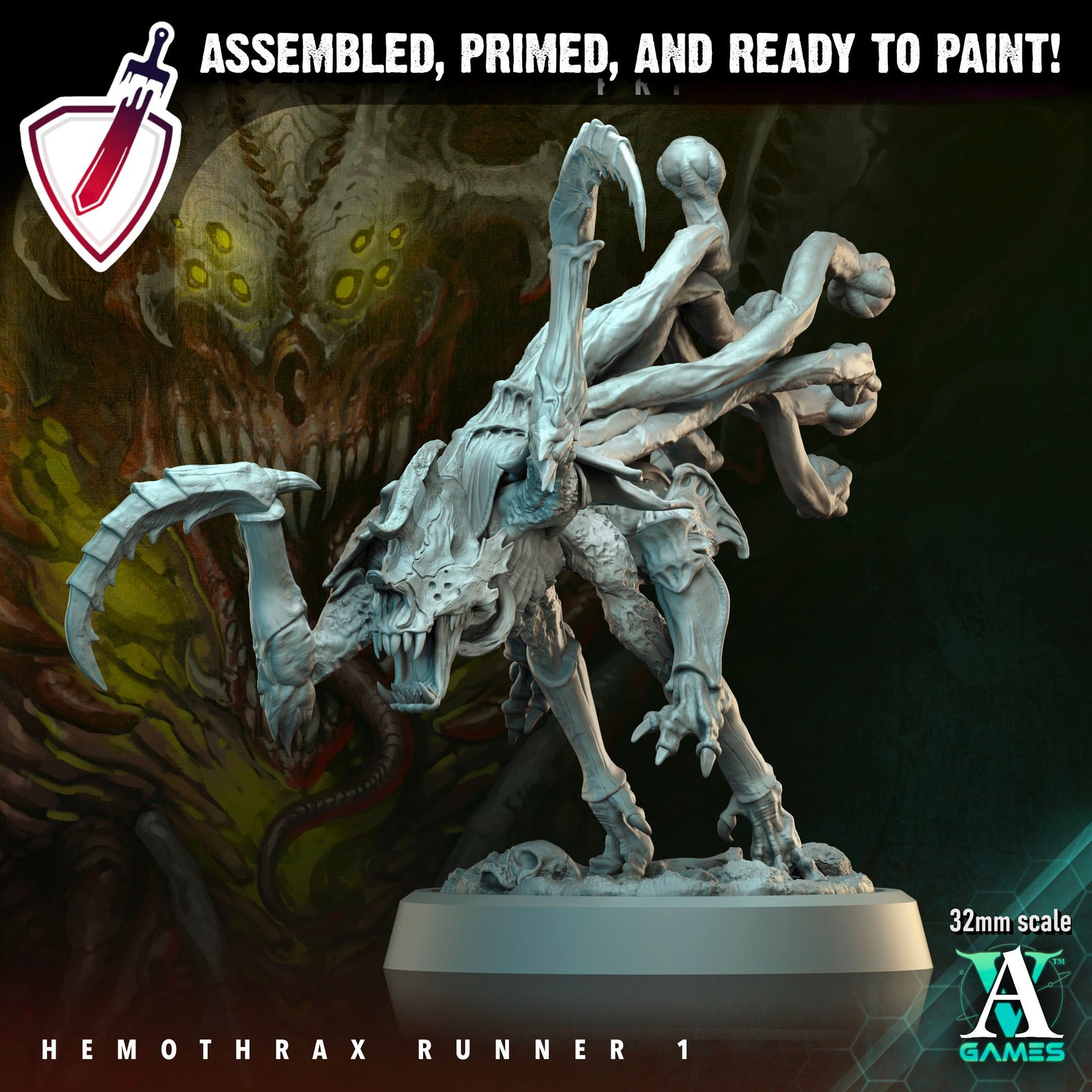 Hemothrax Runners (1-5) | Miniatures by Archvillain Games | Resin Mini for Tabletop Gaming, D&D, Wargaming, Painting | Assembled and Primed - Brush and Battle