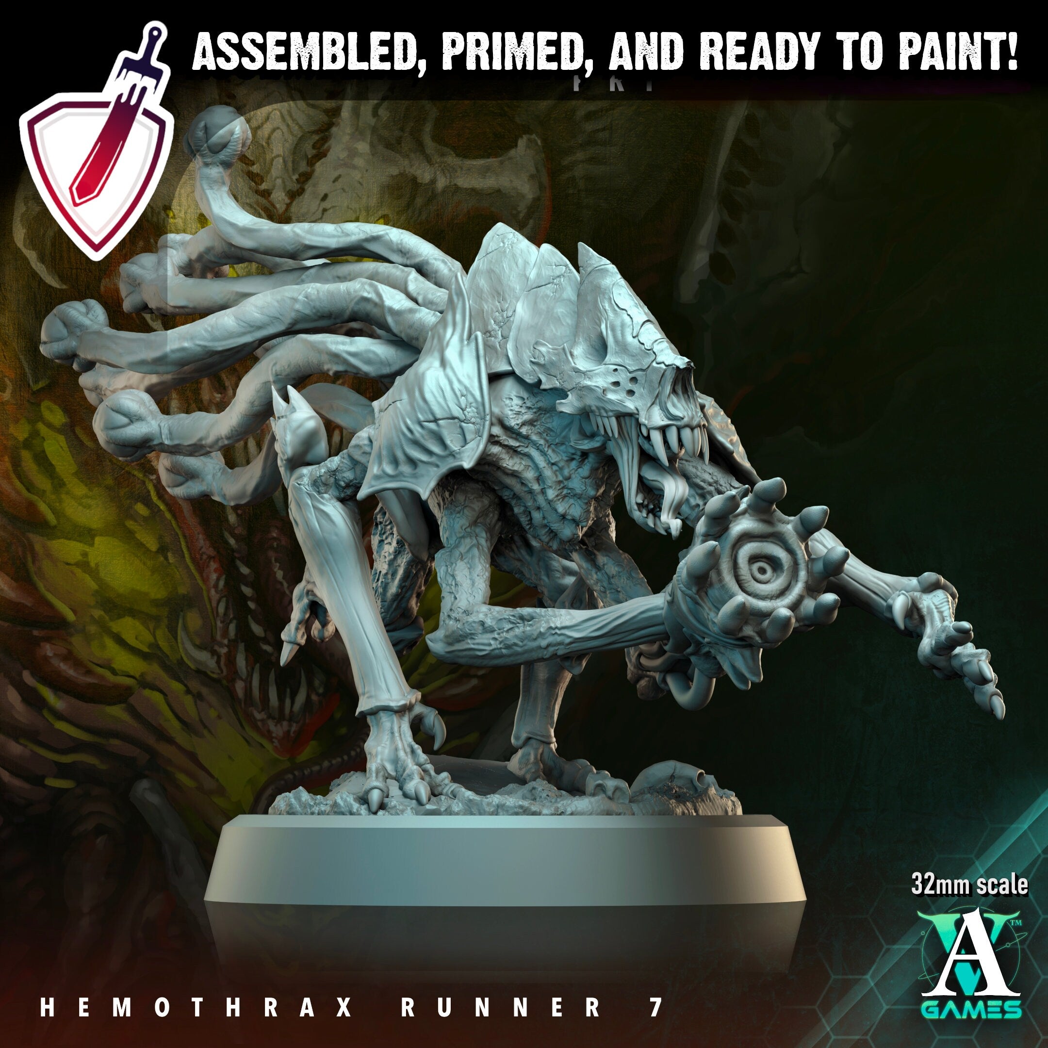 Hemothrax Runners (6-10) | Miniatures by Archvillain Games | Resin Mini for Tabletop Gaming, D&D, Wargaming, Painting | Assembled and Primed - Brush and Battle