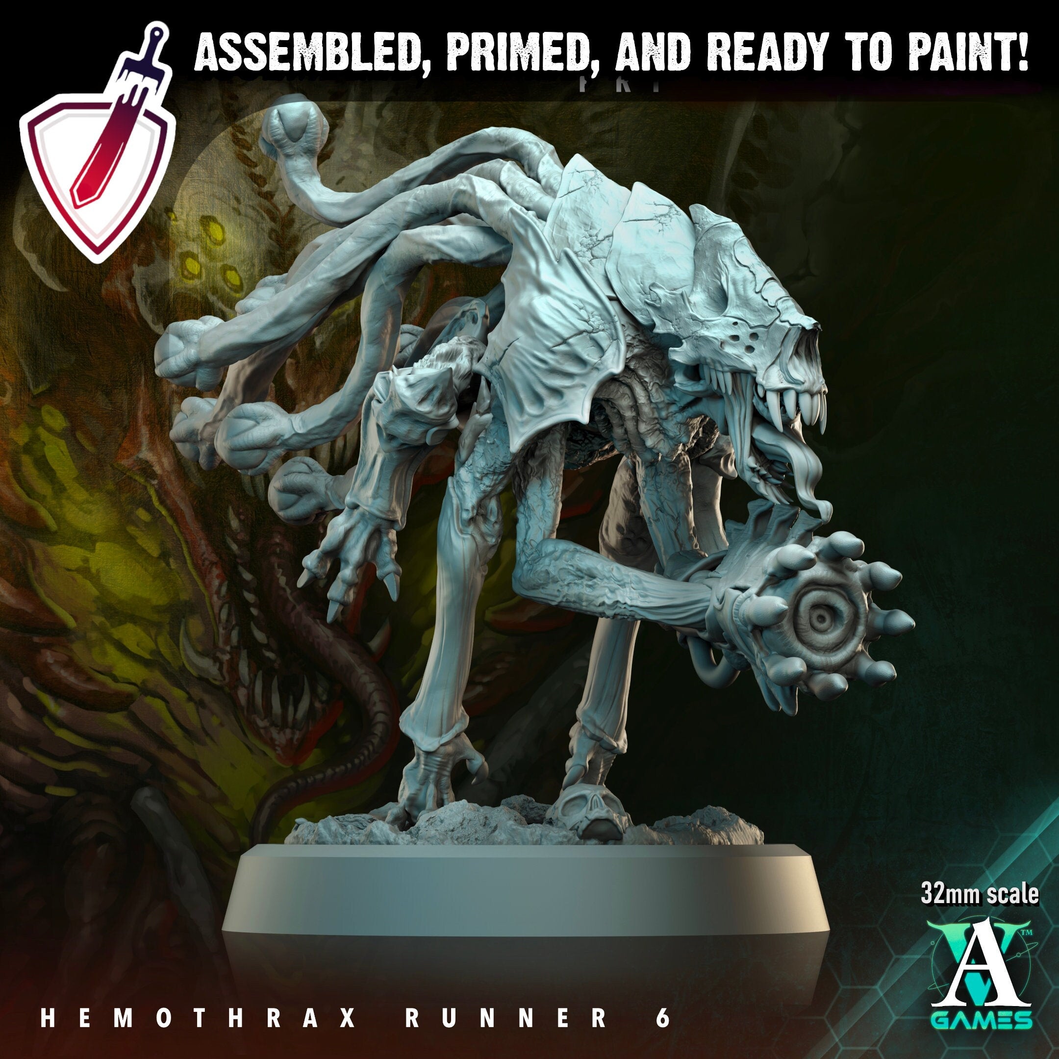 Hemothrax Runners (6-10) | Miniatures by Archvillain Games | Resin Mini for Tabletop Gaming, D&D, Wargaming, Painting | Assembled and Primed - Brush and Battle