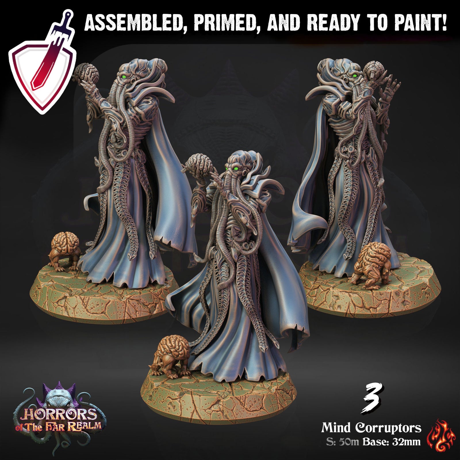 Mind Corruptors | Miniatures by Crippled God Foundry | Resin Mini for Tabletop Gaming, D&D, Pathfinder, and Painting | Assembled and Primed - Brush and Battle