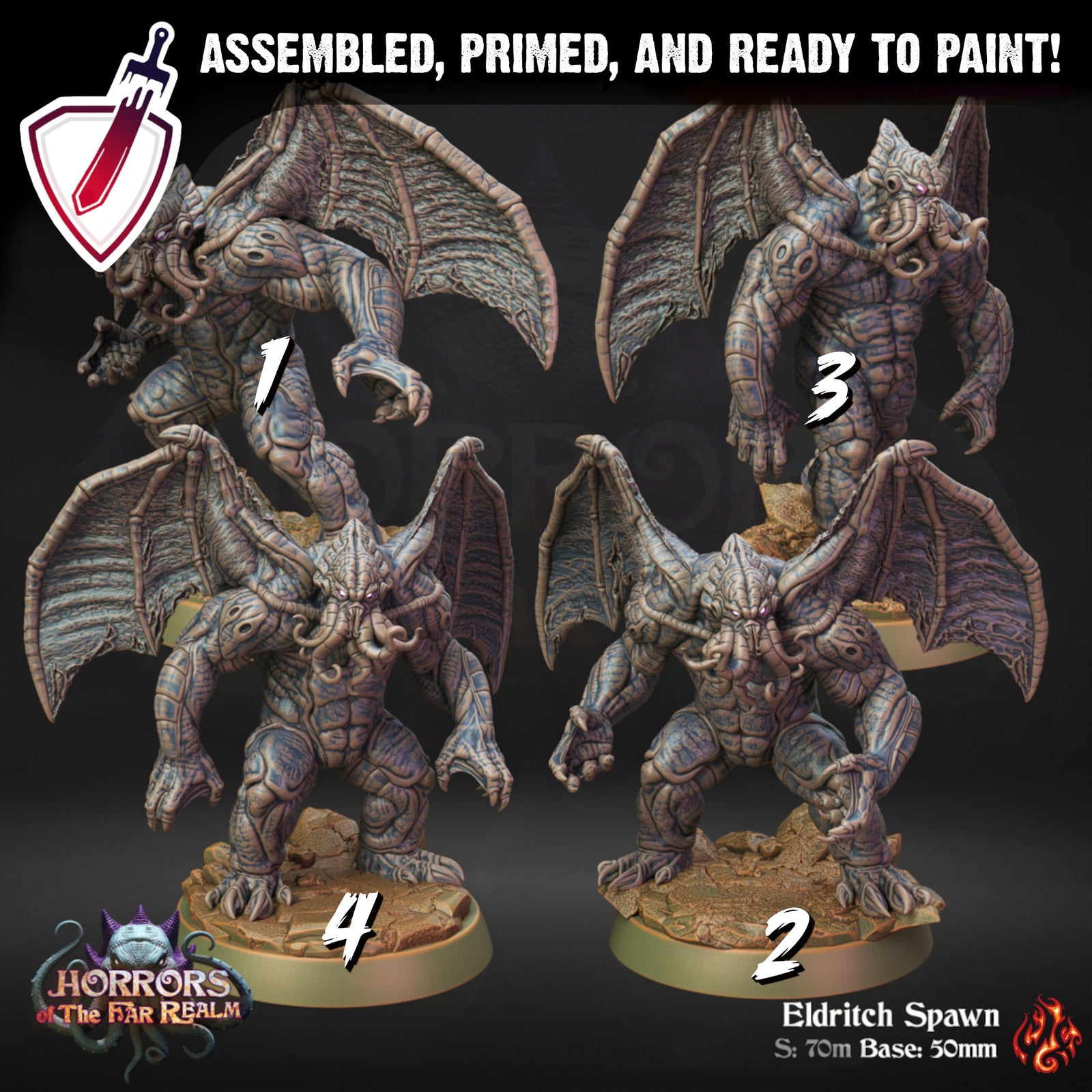 Eldritch Spawn | Miniatures by Crippled God Foundry | Resin Mini for Tabletop Gaming, D&D, Pathfinder, and Painting | Assembled and Primed - Brush and Battle