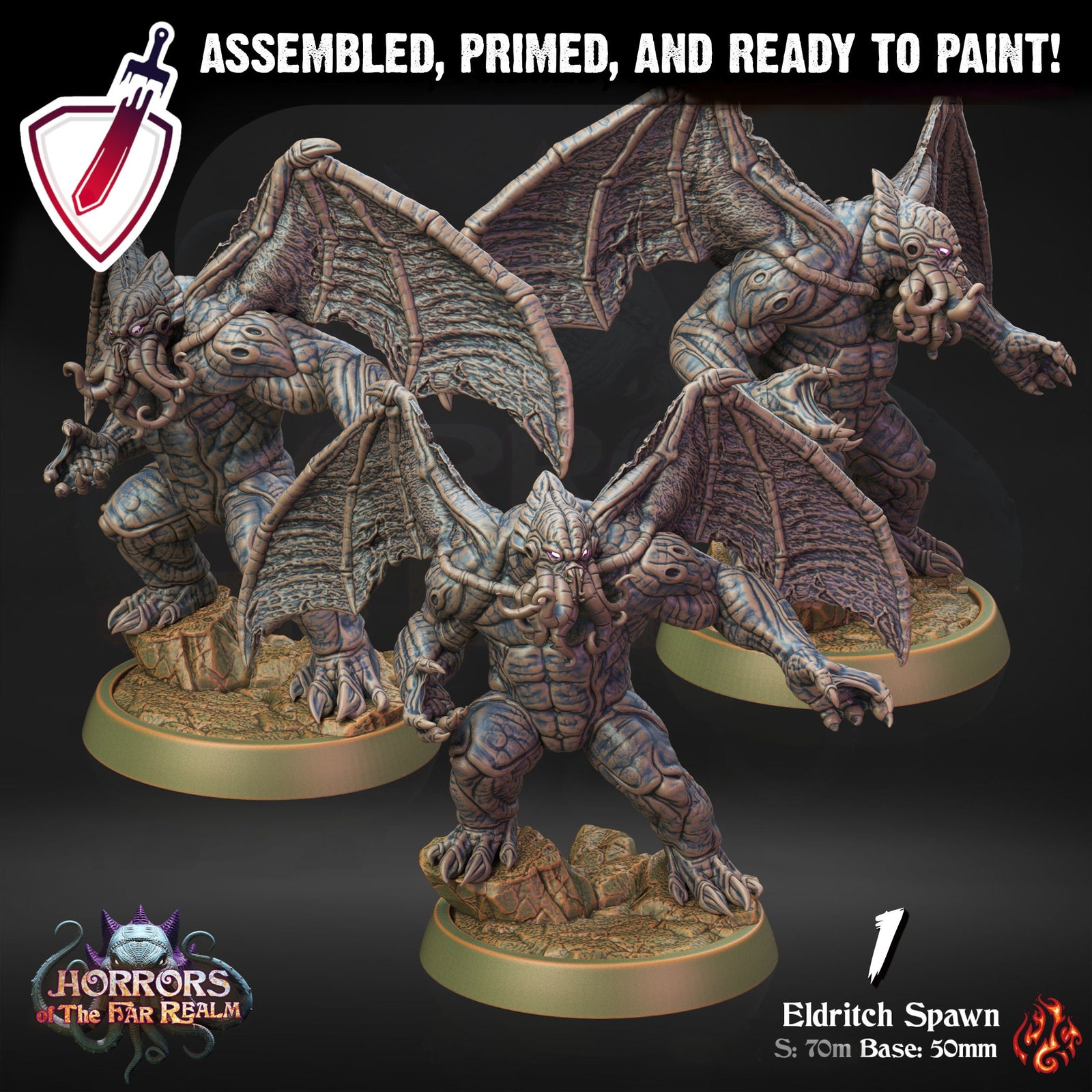 Eldritch Spawn | Miniatures by Crippled God Foundry | Resin Mini for Tabletop Gaming, D&D, Pathfinder, and Painting | Assembled and Primed - Brush and Battle