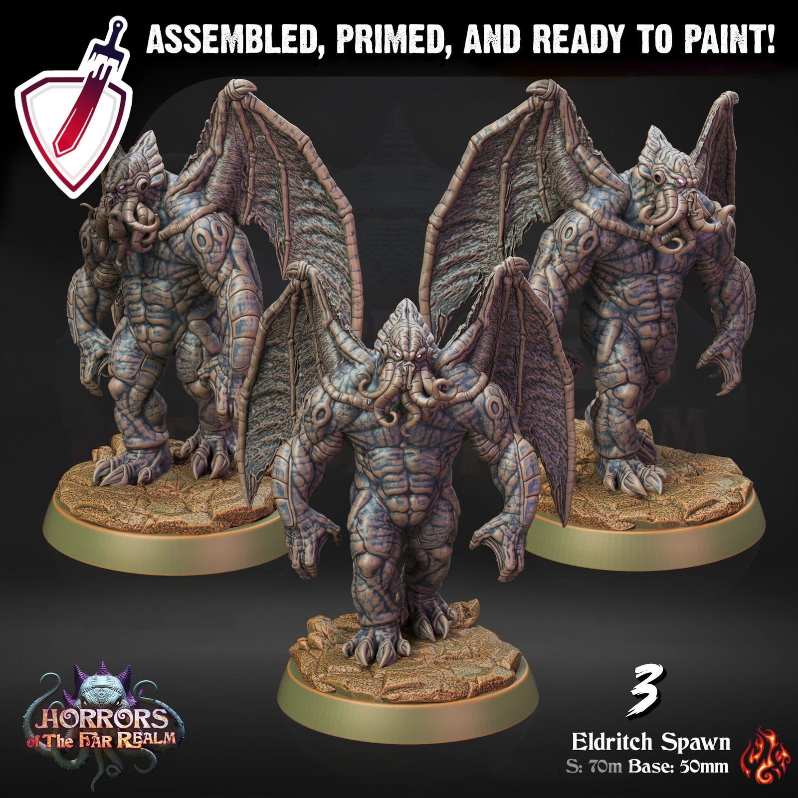 Eldritch Spawn | Miniatures by Crippled God Foundry | Resin Mini for Tabletop Gaming, D&D, Pathfinder, and Painting | Assembled and Primed - Brush and Battle