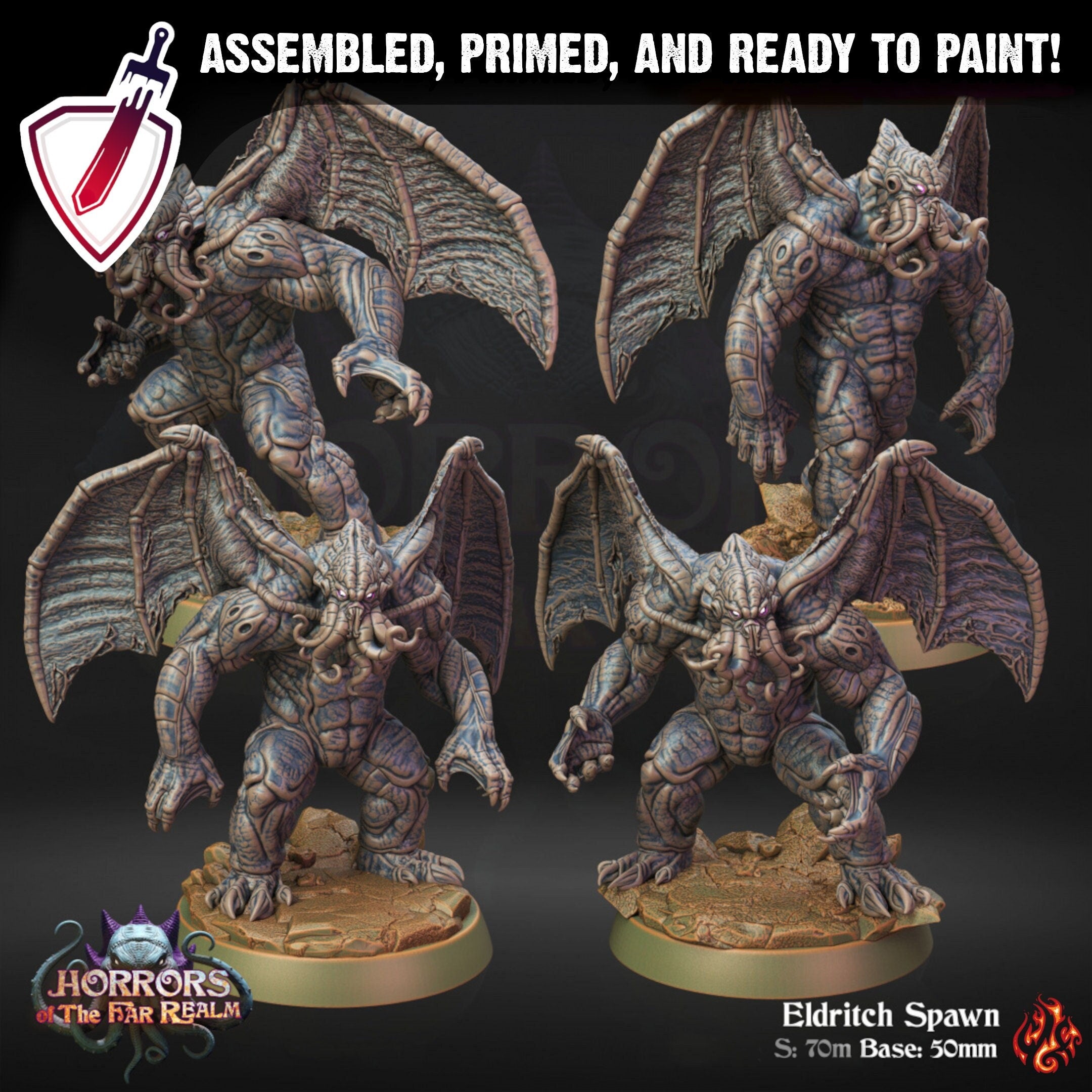 Eldritch Spawn | Miniatures by Crippled God Foundry | Resin Mini for Tabletop Gaming, D&D, Pathfinder, and Painting | Assembled and Primed - Brush and Battle