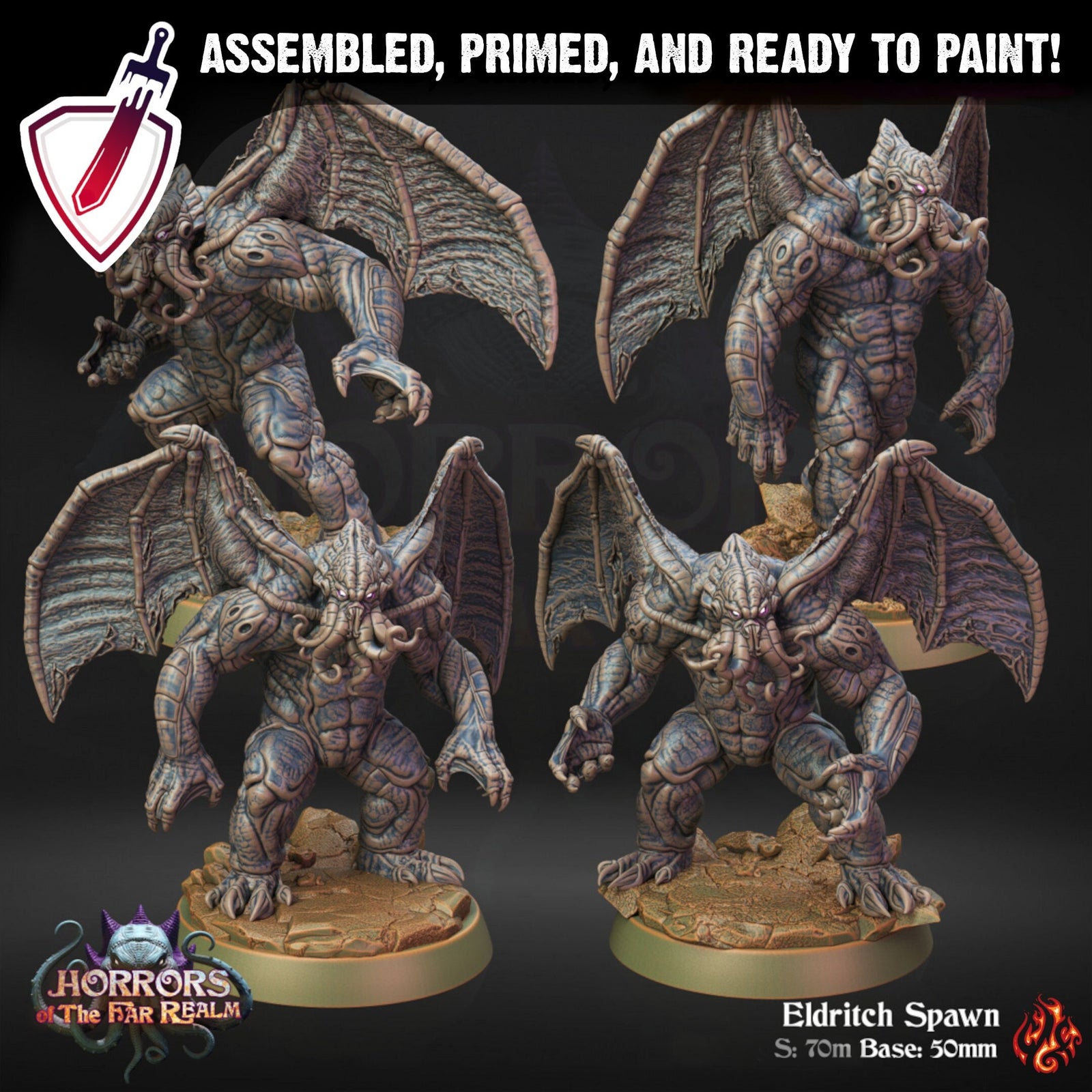 Eldritch Spawn | Miniatures by Crippled God Foundry | Resin Mini for Tabletop Gaming, D&D, Pathfinder, and Painting | Assembled and Primed - Brush and Battle