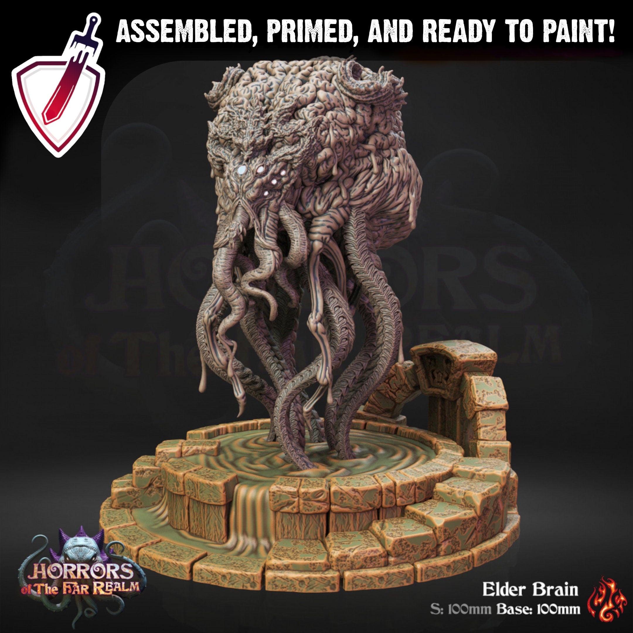 Elder Brain | (Large) Miniature by Crippled God Foundry | Resin Mini for Tabletop Gaming, D&D, Pathfinder, Painting | Assembled and Primed - Brush and Battle