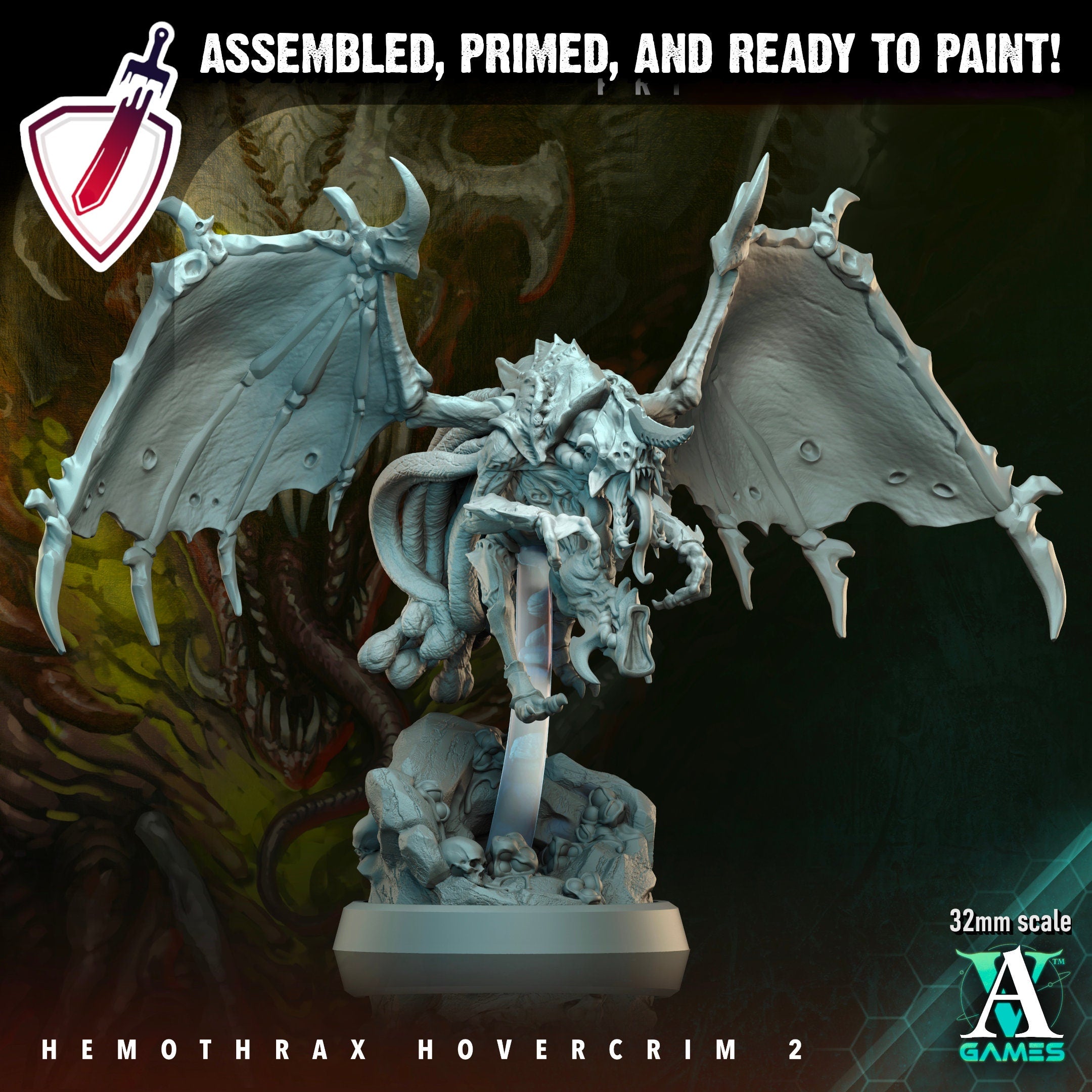 Hemothrax Hovercrim | Miniatures by Archvillain Games | Resin Mini for Tabletop Gaming, D&D, Wargaming, and Painting | Assembled and Primed - Brush and Battle