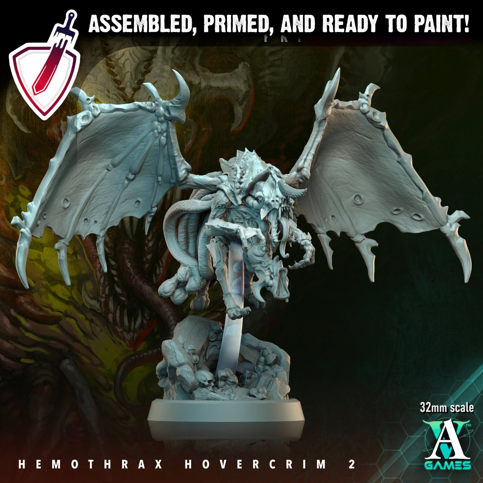 Hemothrax Hovercrim | Miniatures by Archvillain Games | Resin Mini for Tabletop Gaming, D&D, Wargaming, and Painting | Assembled and Primed - Brush and Battle