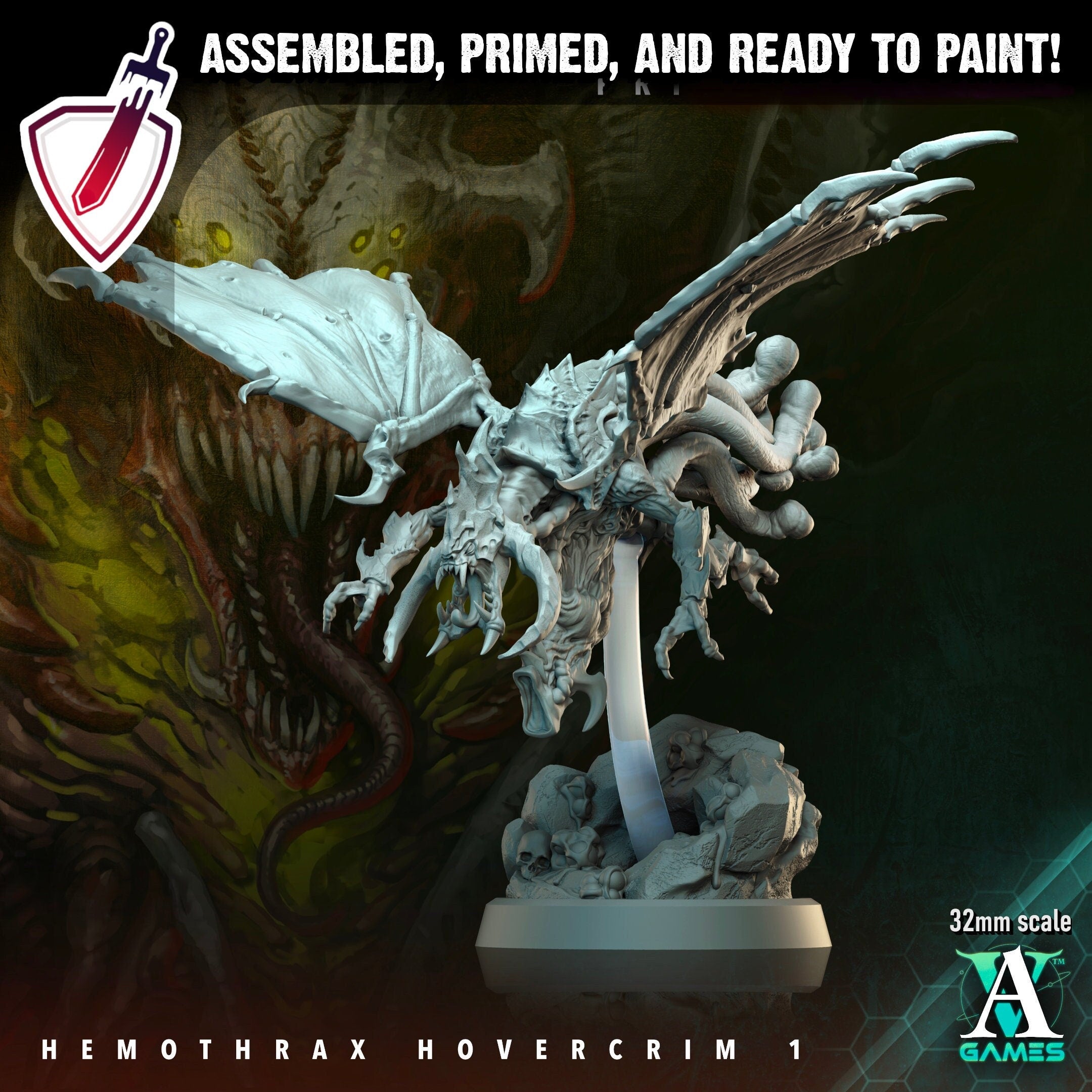 Hemothrax Hovercrim | Miniatures by Archvillain Games | Resin Mini for Tabletop Gaming, D&D, Wargaming, and Painting | Assembled and Primed - Brush and Battle
