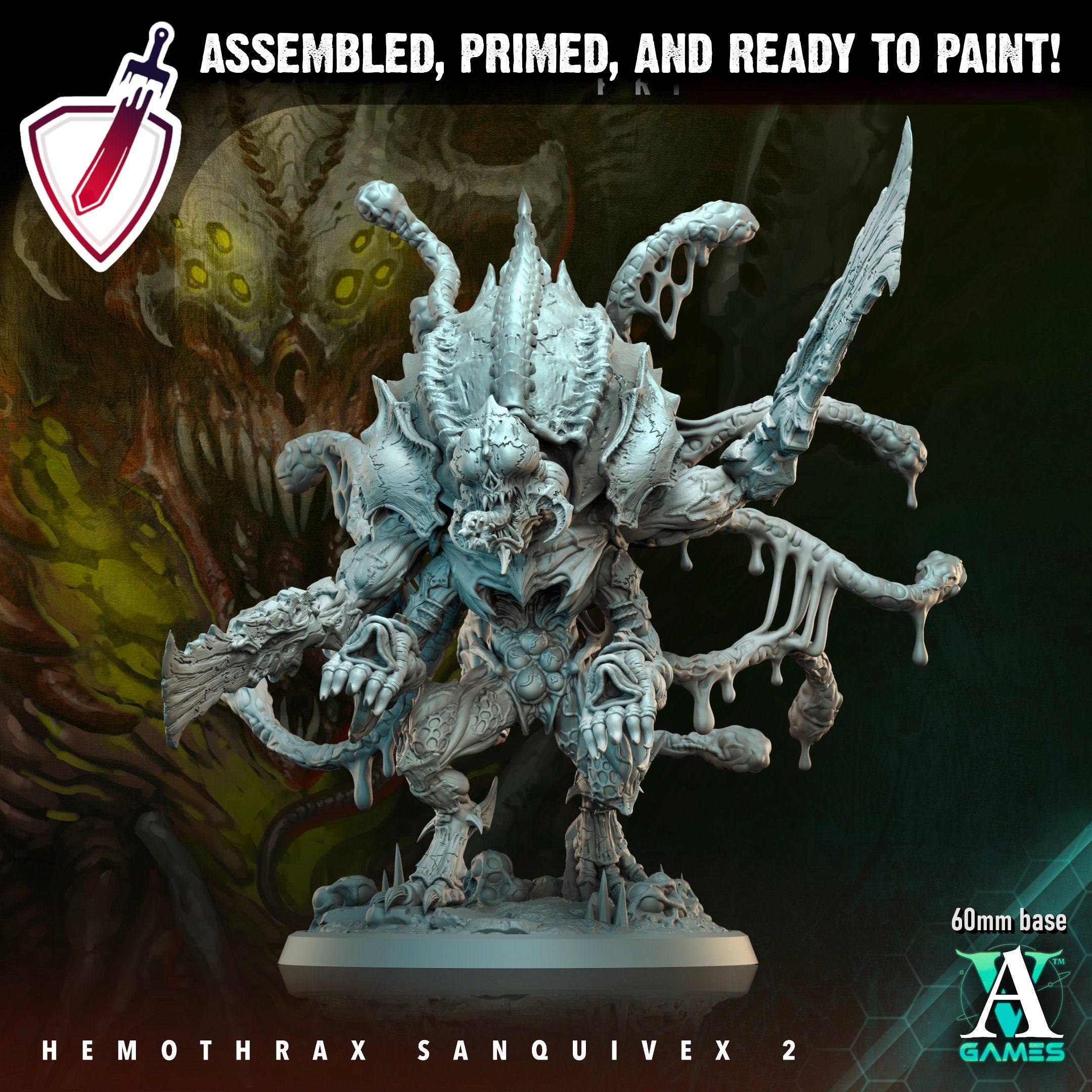 Hemothrax Sanquivex | Miniatures by Archvillain Games | Resin Mini for Tabletop Gaming, D&D, Wargaming, and Painting | Assembled and Primed - Brush and Battle