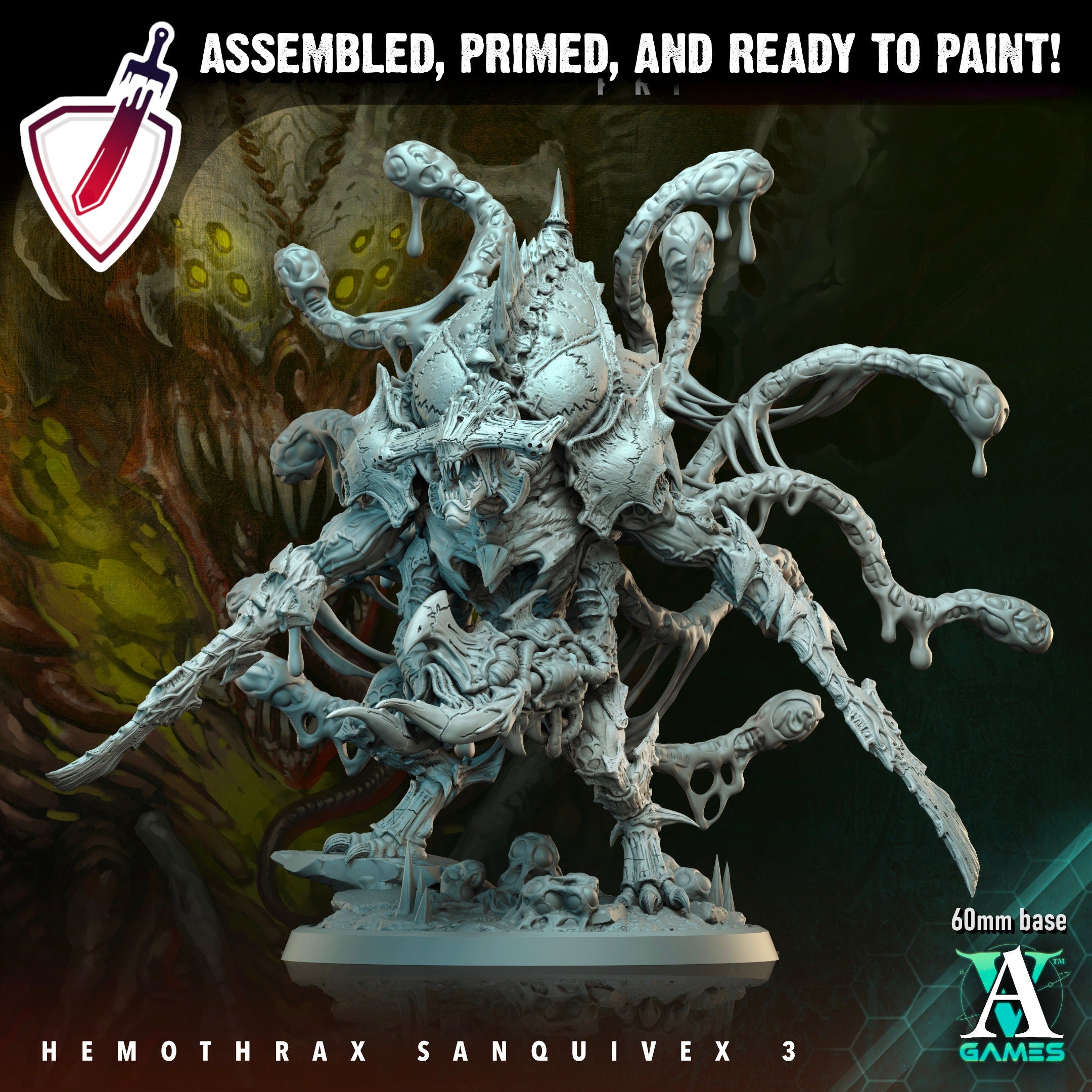 Hemothrax Sanquivex | Miniatures by Archvillain Games | Resin Mini for Tabletop Gaming, D&D, Wargaming, and Painting | Assembled and Primed - Brush and Battle