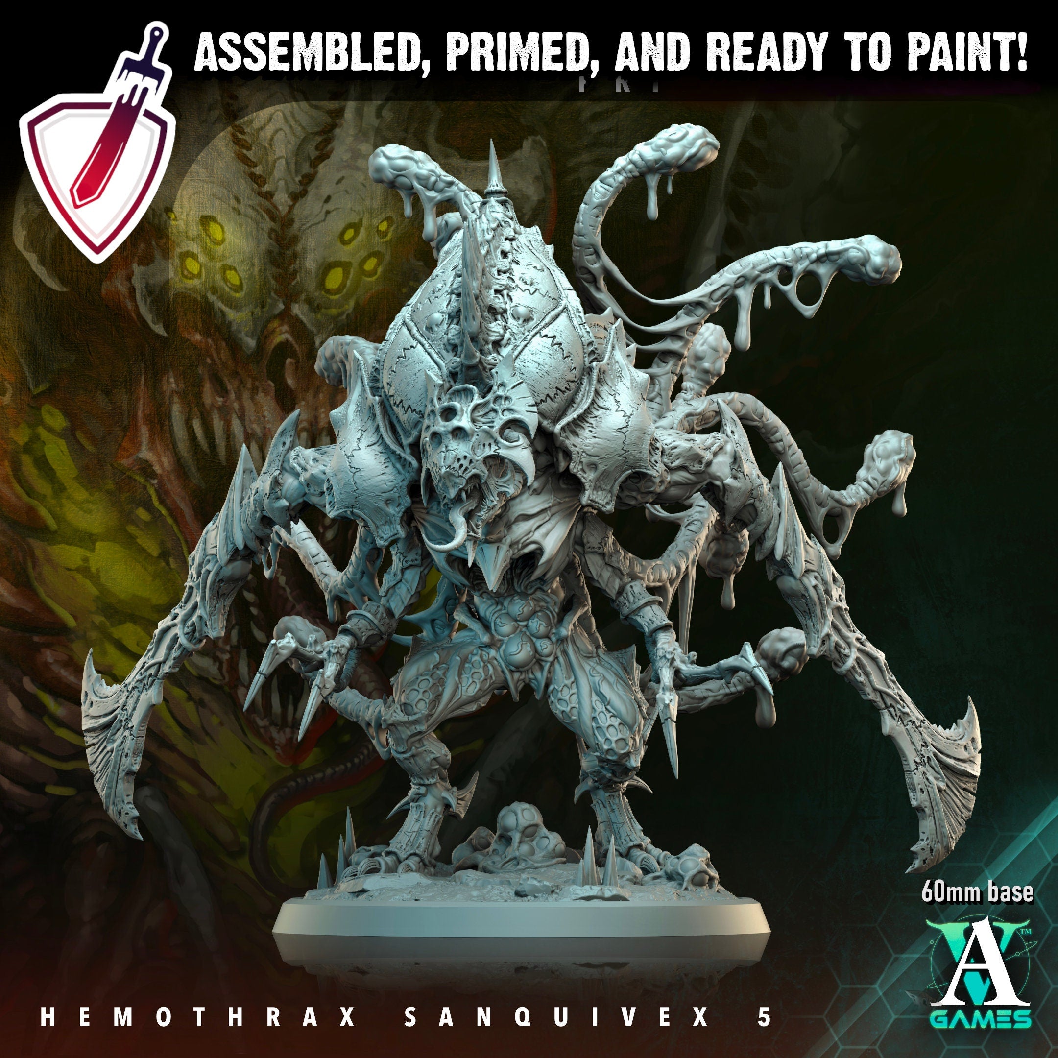 Hemothrax Sanquivex | Miniatures by Archvillain Games | Resin Mini for Tabletop Gaming, D&D, Wargaming, and Painting | Assembled and Primed - Brush and Battle