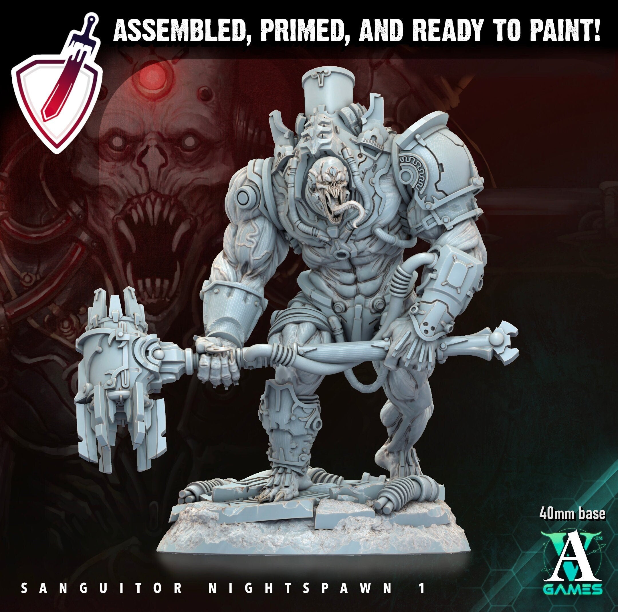 Sanguitor Nightspawn | Miniatures by Archvillain Games | Resin Mini for Tabletop Gaming, D&D, Wargaming, Painting | Assembled and Primed - Brush and Battle