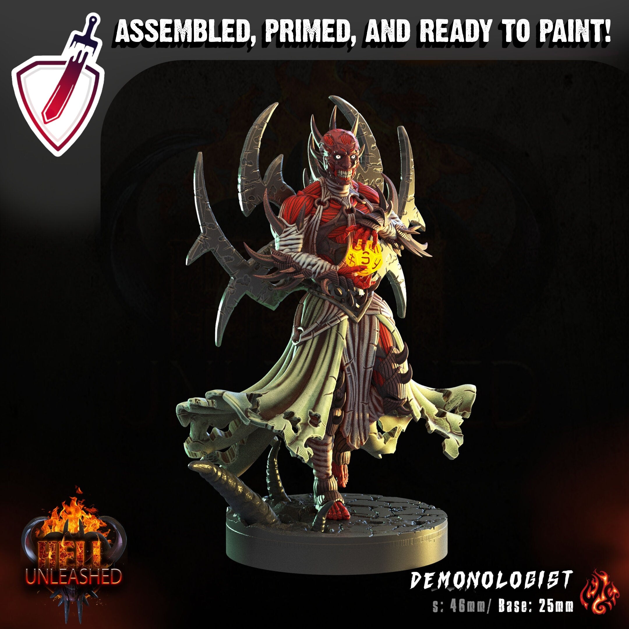 Demonologist | Miniature by Crippled God Foundry | Resin Mini For Tabletop Gaming, D&D, Pathfinder, and Painting | Assembled and Primed - Brush and Battle