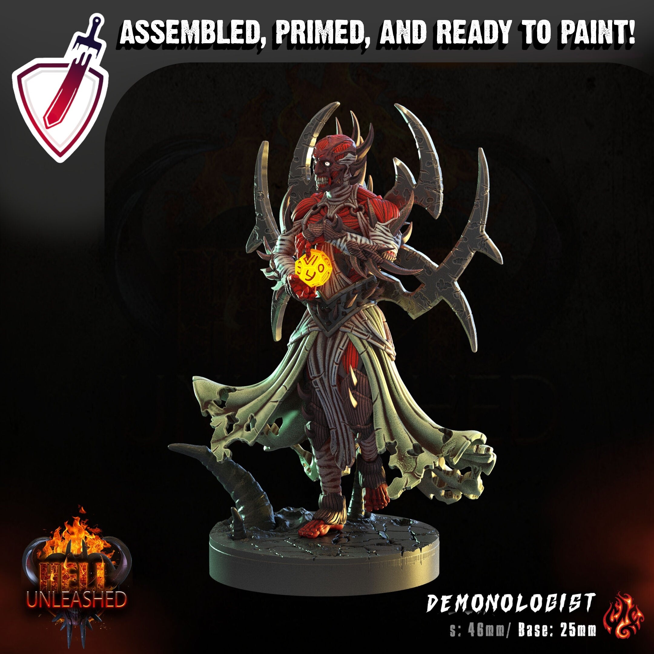 Demonologist | Miniature by Crippled God Foundry | Resin Mini For Tabletop Gaming, D&D, Pathfinder, and Painting | Assembled and Primed - Brush and Battle