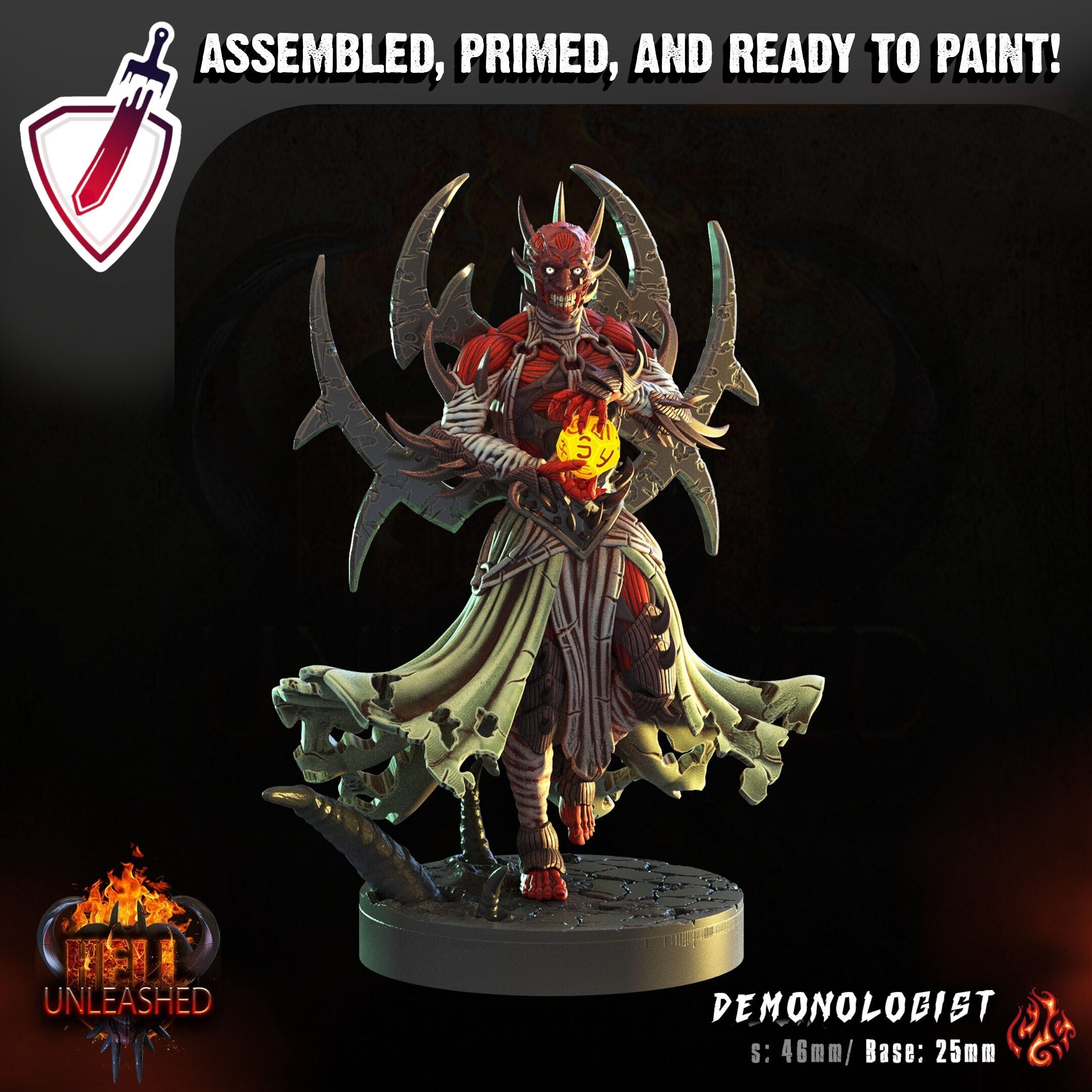 Demonologist | Miniature by Crippled God Foundry | Resin Mini For Tabletop Gaming, D&D, Pathfinder, and Painting | Assembled and Primed - Brush and Battle