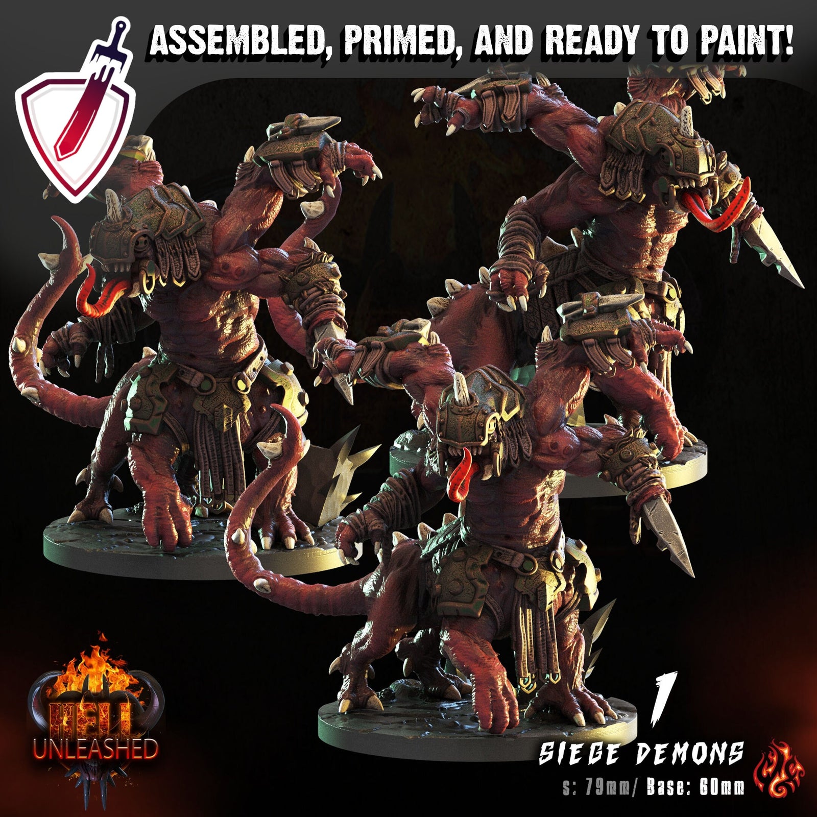Siege Demons | Miniatures by Crippled God Foundry | Resin Mini for Tabletop Gaming, D&D, Pathfinder, and Painting | Assembled and Primed - Brush and Battle